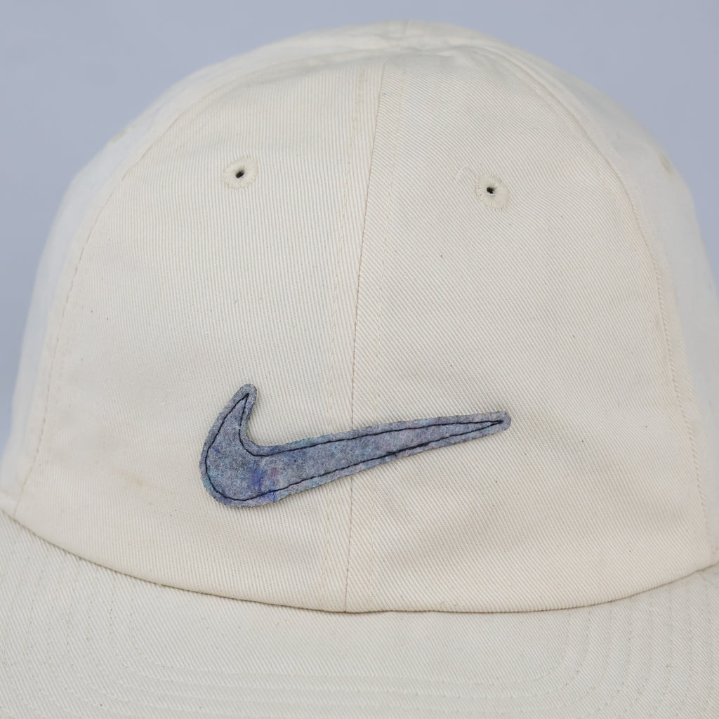 Nike Cream Baseball Cap - Retro Swoosh Logo Y2K Cord Strapback Hat