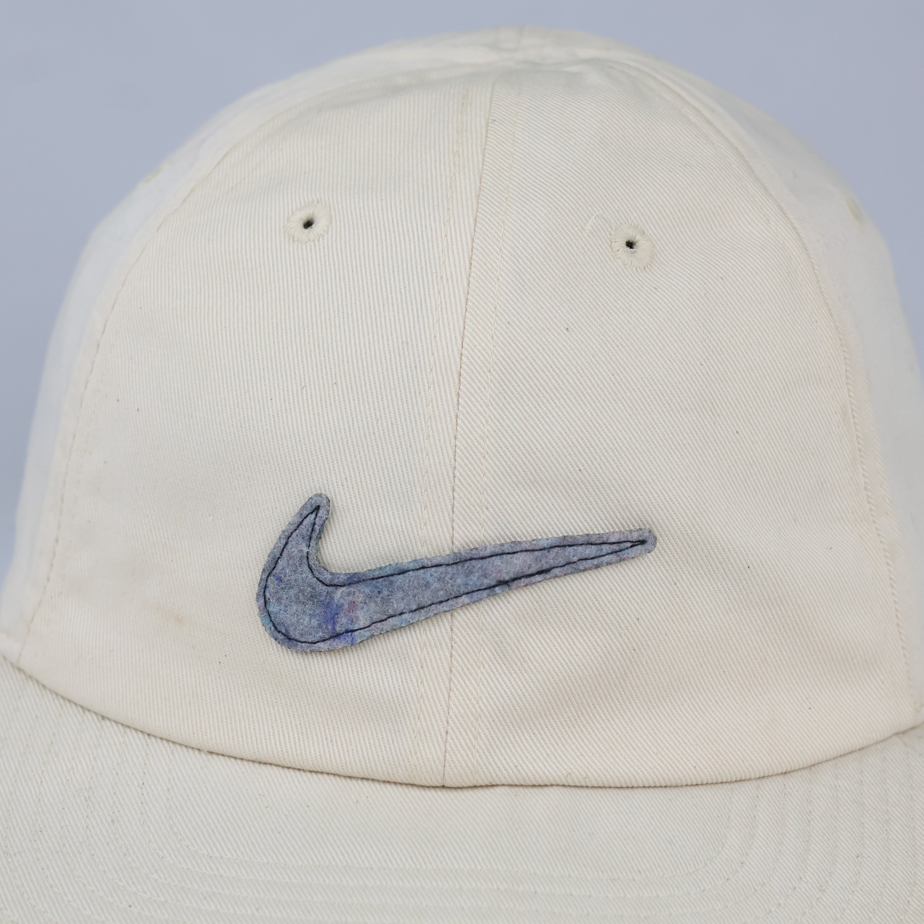 Nike Cream Baseball Cap - Retro Swoosh Logo Y2K Cord Strapback Hat