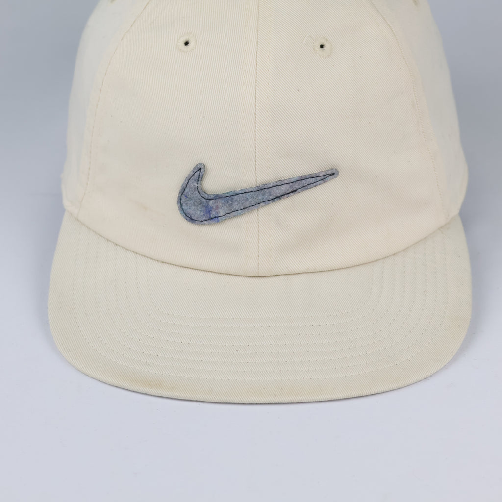 Nike Cream Baseball Cap - Retro Swoosh Logo Y2K Cord Strapback Hat