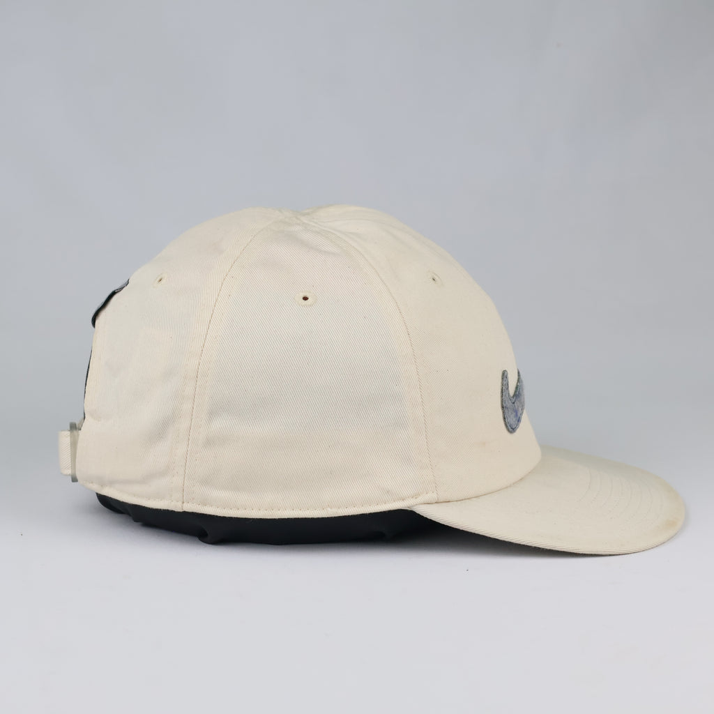Nike Cream Baseball Cap - Retro Swoosh Logo Y2K Cord Strapback Hat