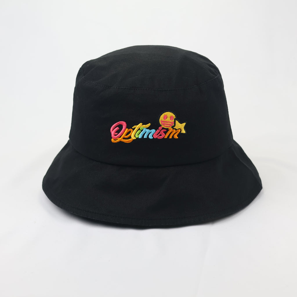 Official Emoji Brand "Optimism" Black Thrifted Bucket Hat | Size 57cm