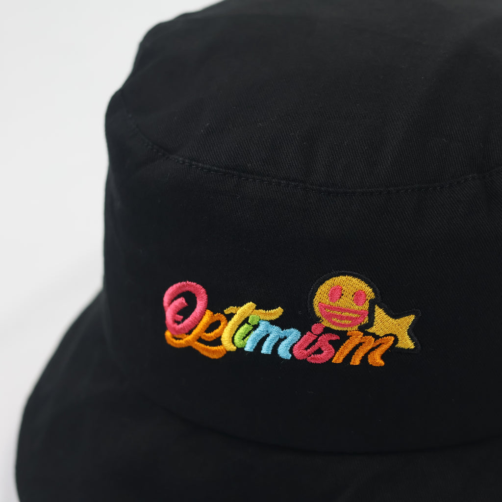 Official Emoji Brand "Optimism" Black Thrifted Bucket Hat | Size 57cm