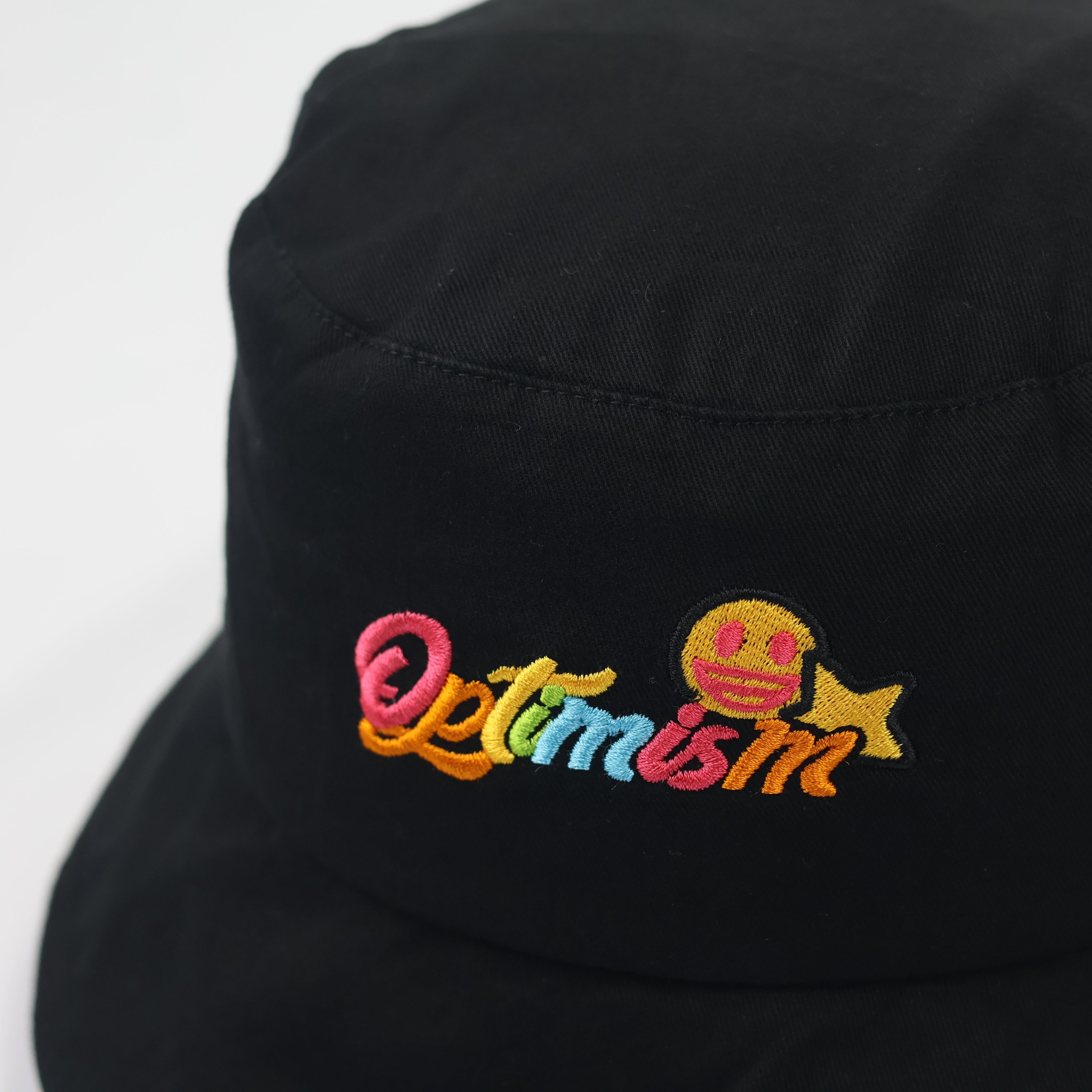 Official Emoji Brand "Optimism" Black Thrifted Bucket Hat | Size 57cm
