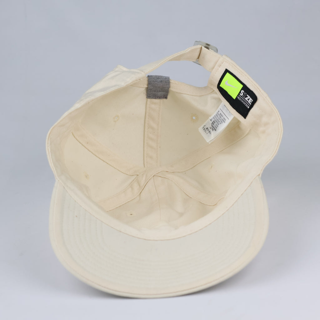 Nike Cream Baseball Cap - Retro Swoosh Logo Y2K Cord Strapback Hat