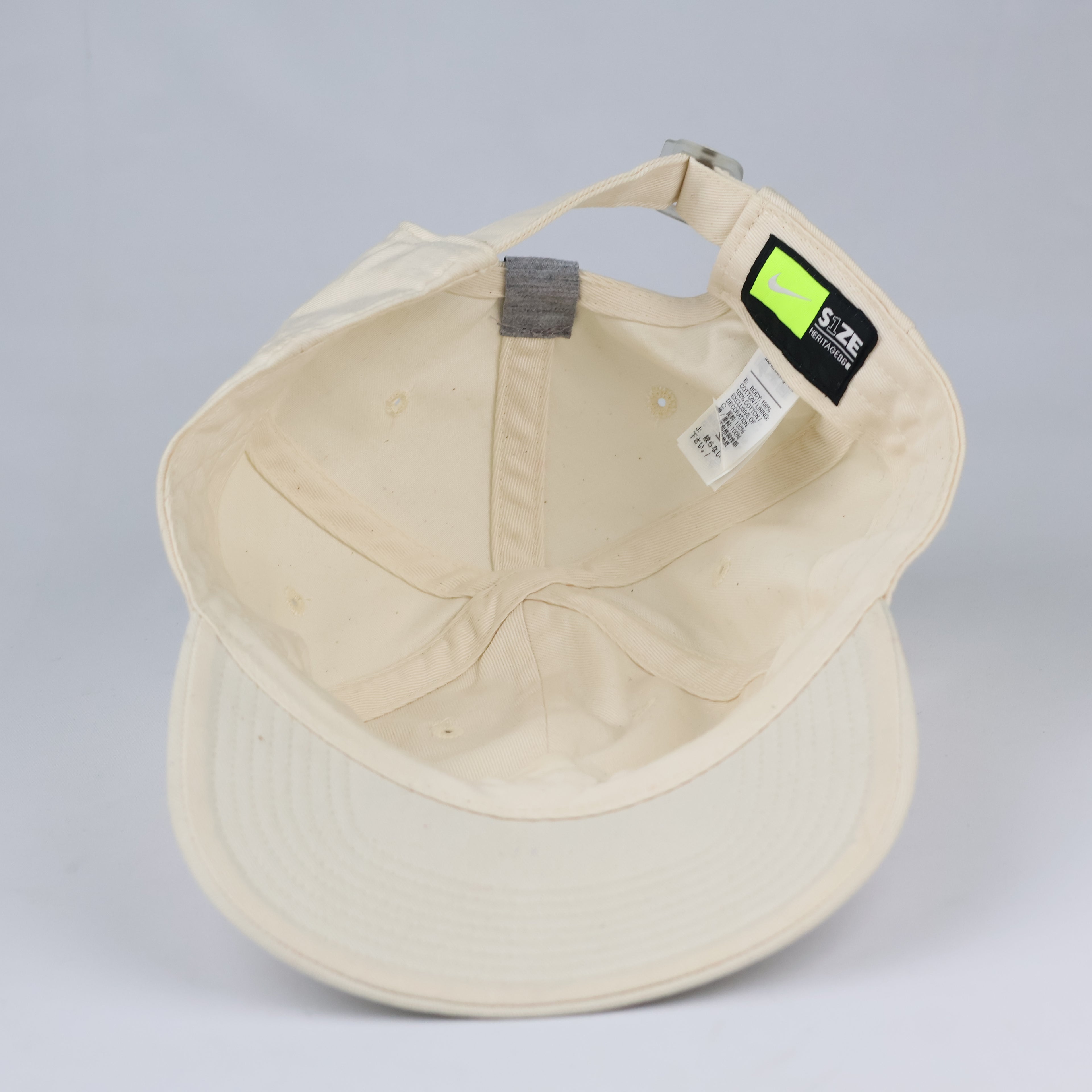 Nike Cream Baseball Cap - Retro Swoosh Logo Y2K Cord Strapback Hat