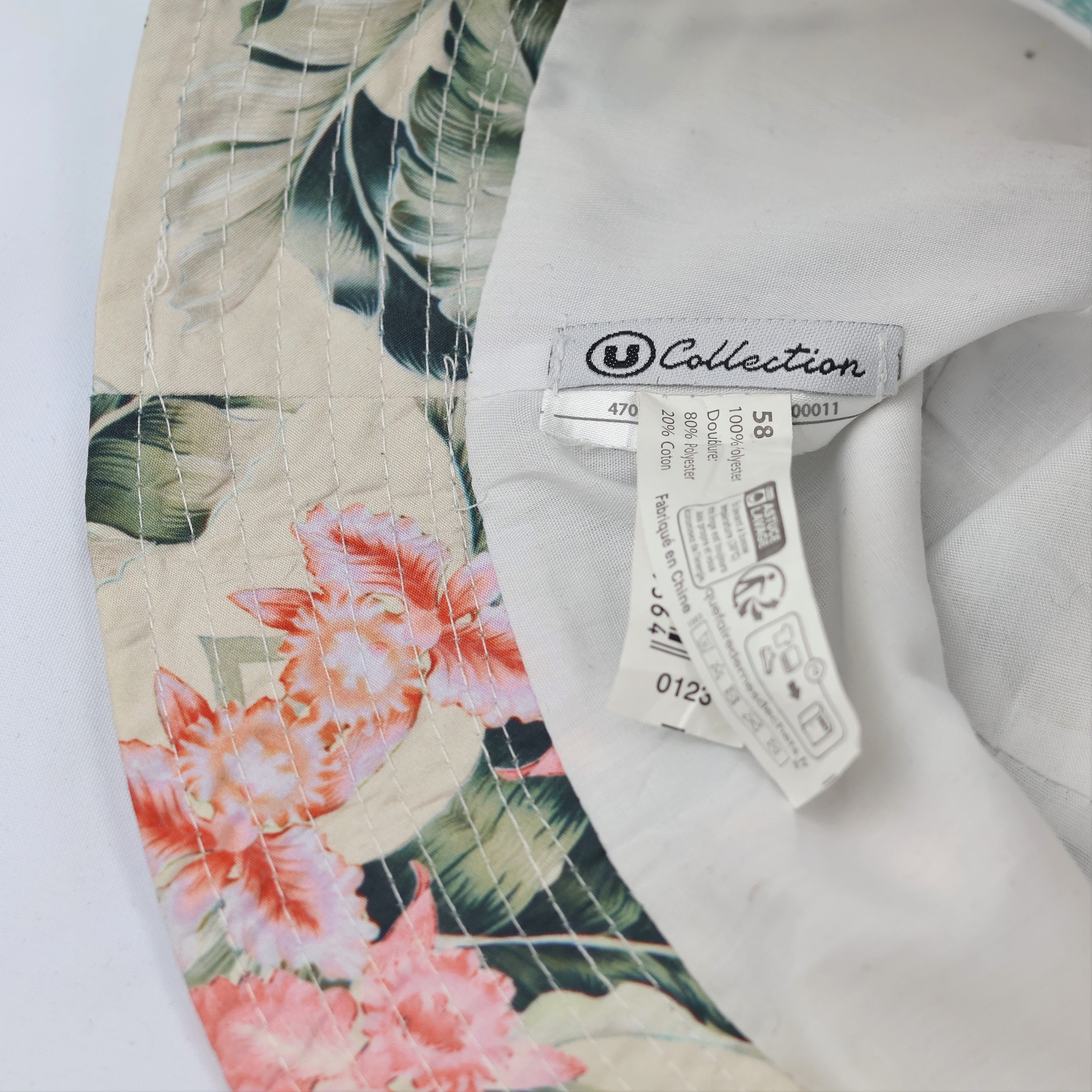 Tropical Floral Bucket Hat - Beige Summer Sun Hat with Palm Prints