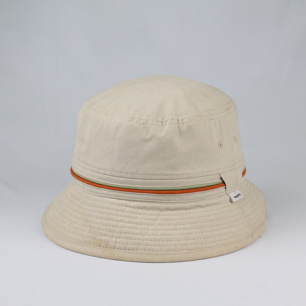 Vintage Maru Cotton Bucket Hat | Beige Thrifted Outdoor Sun Cap 56cm