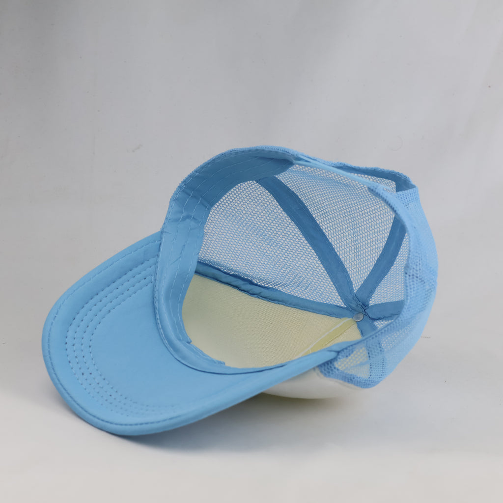 Thrifted Pastel Blue & White Trucker Hat with Graphic Patch (57-59 cm) | 10756