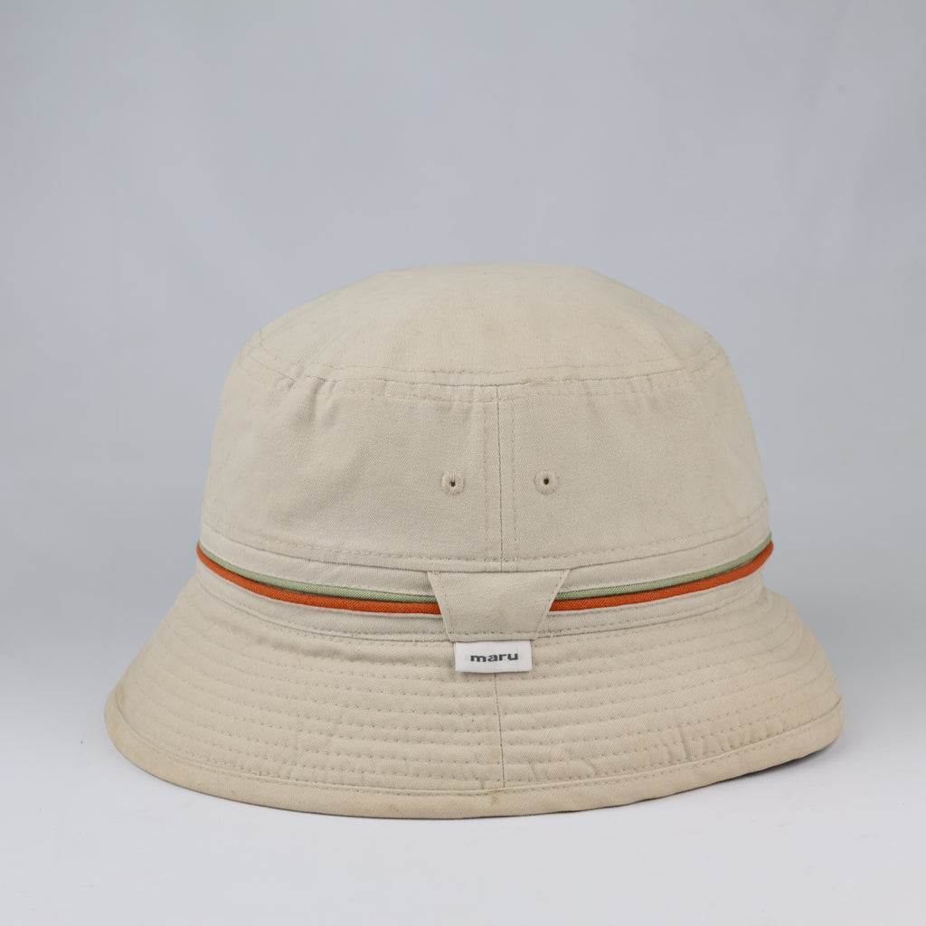 Vintage Maru Cotton Bucket Hat | Beige Thrifted Outdoor Sun Cap 56cm