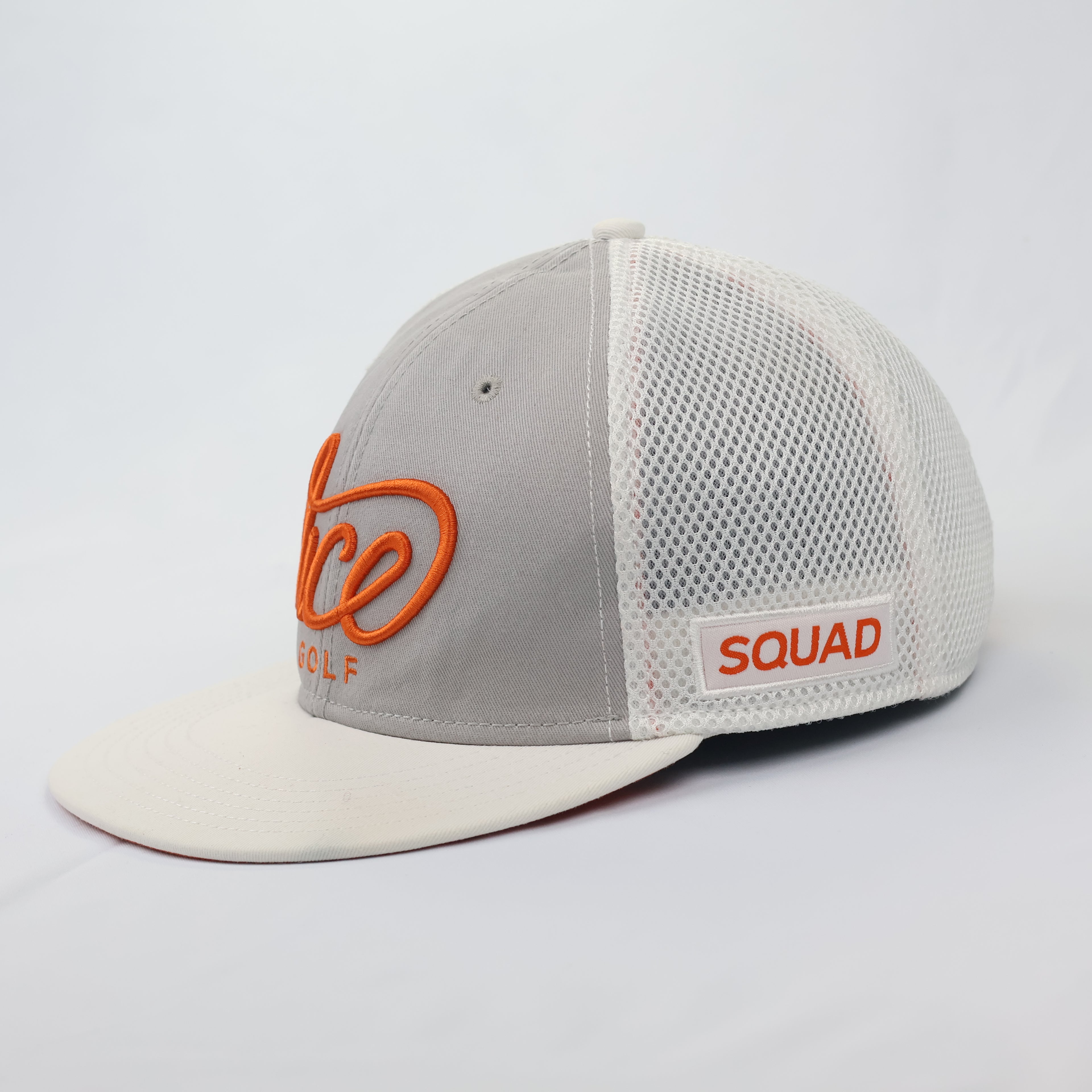 Official Vice Golf Script Logo Thrifted Snapback Hat | Gray/Orange/White