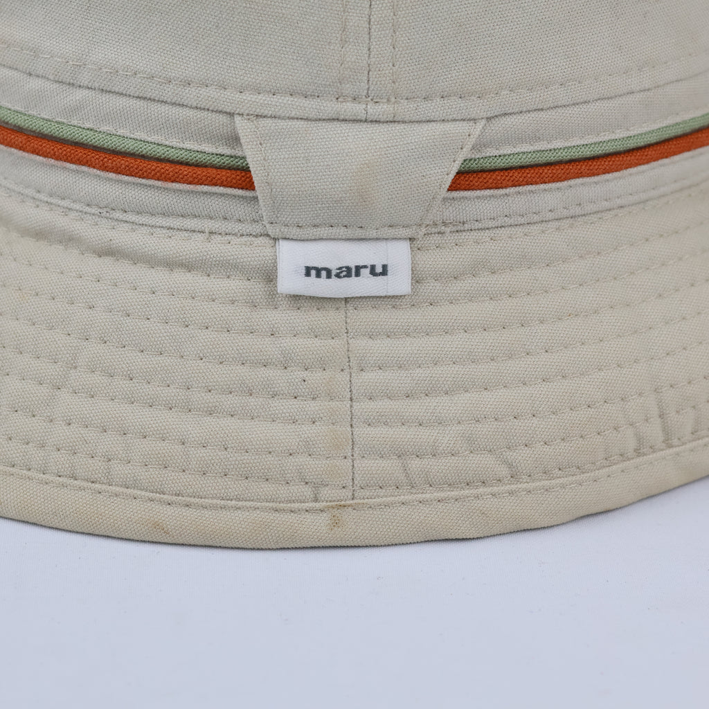 Vintage Maru Cotton Bucket Hat | Beige Thrifted Outdoor Sun Cap 56cm