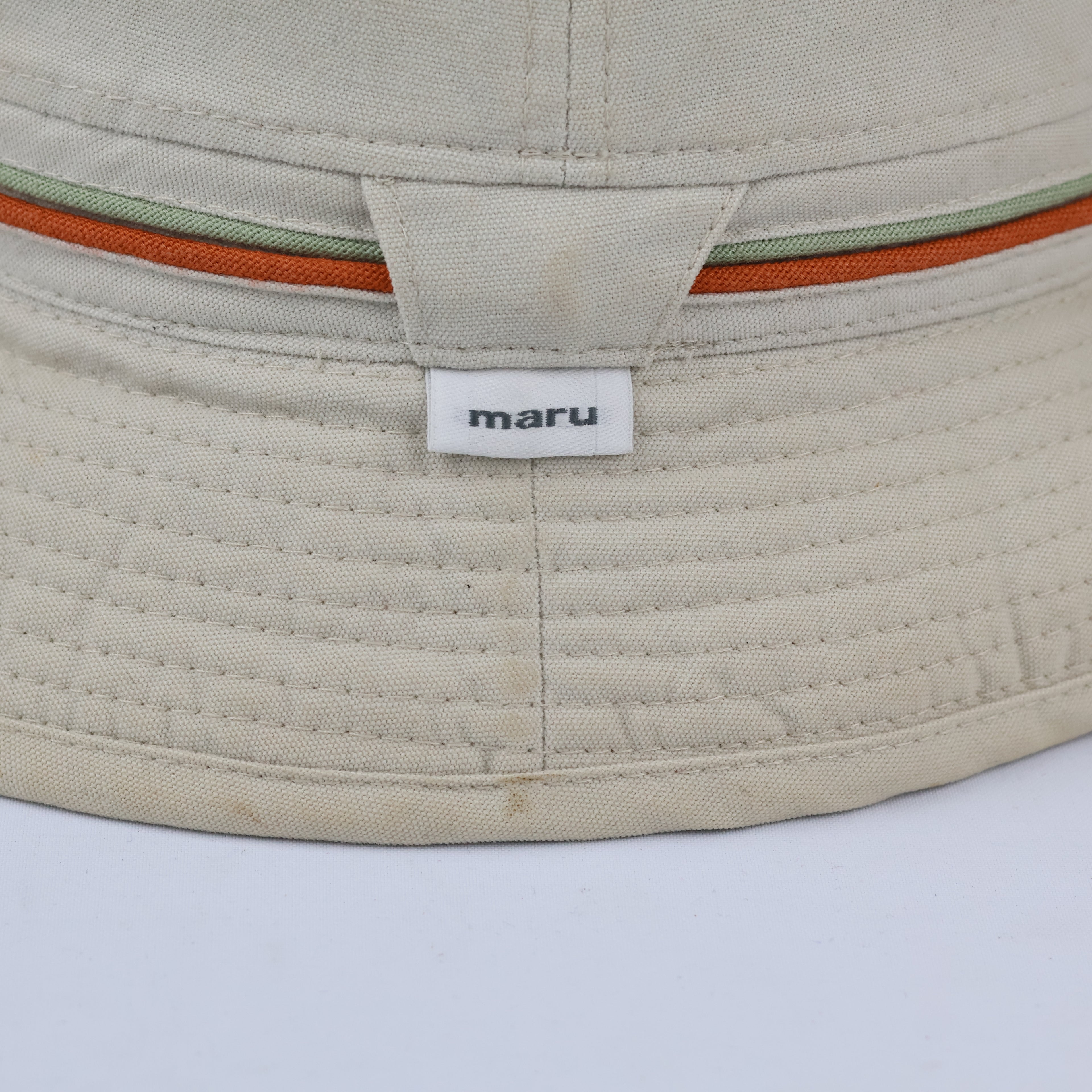 Vintage Maru Cotton Bucket Hat | Beige Thrifted Outdoor Sun Cap 56cm