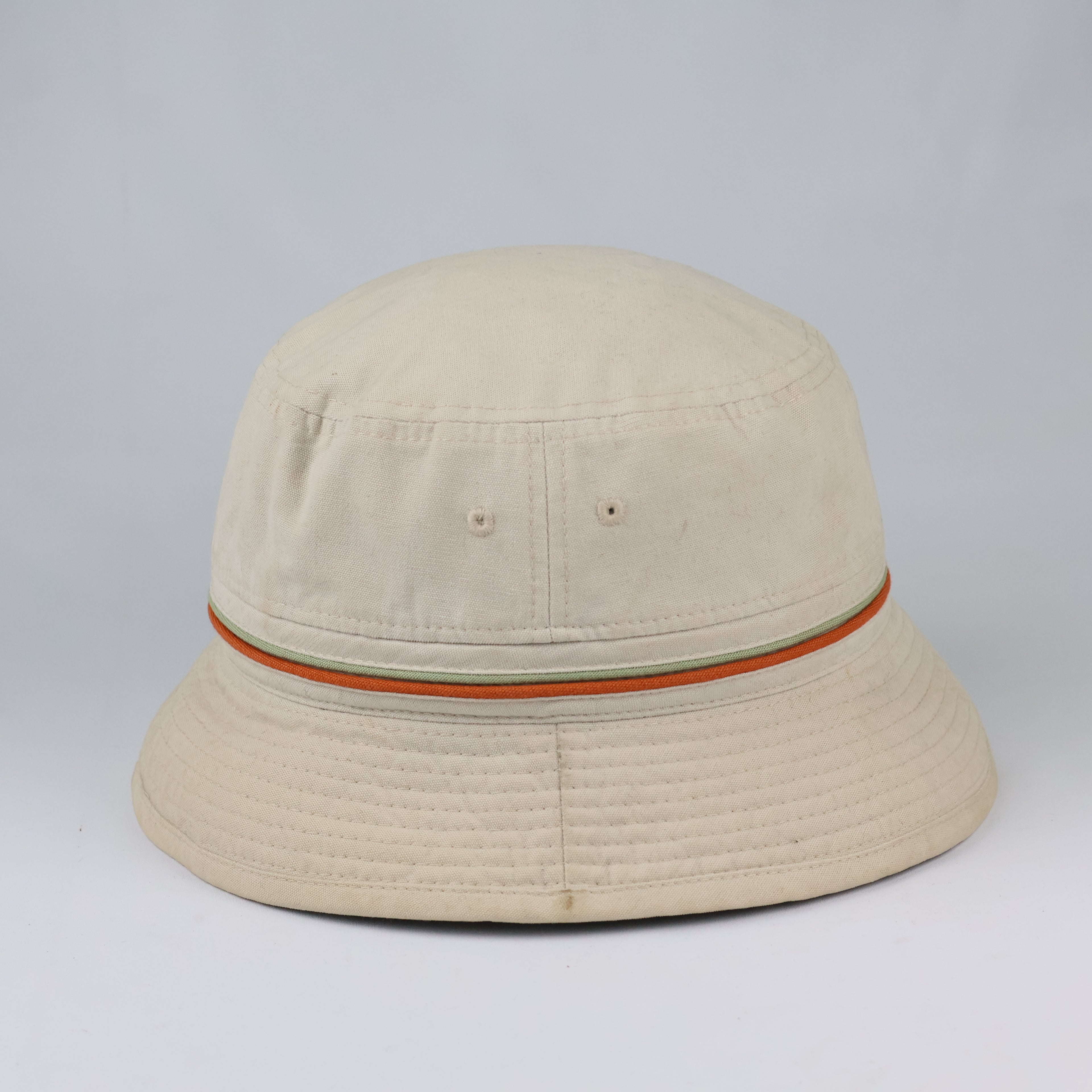 Vintage Maru Cotton Bucket Hat | Beige Thrifted Outdoor Sun Cap 56cm