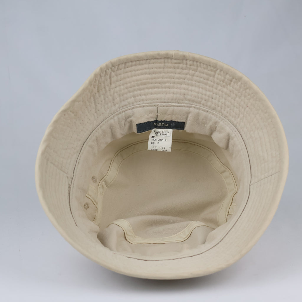 Vintage Maru Cotton Bucket Hat | Beige Thrifted Outdoor Sun Cap 56cm