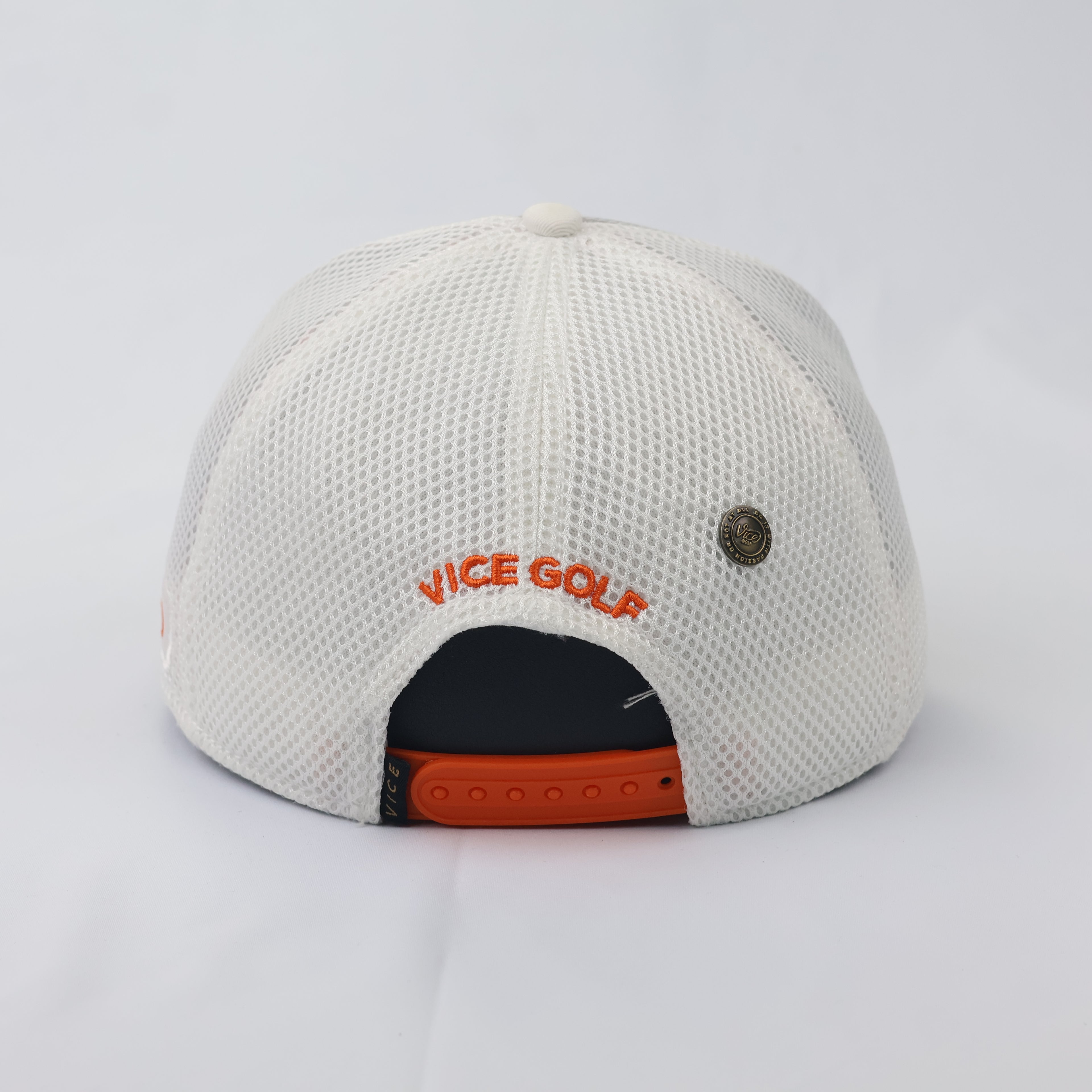Official Vice Golf Script Logo Thrifted Snapback Hat | Gray/Orange/White