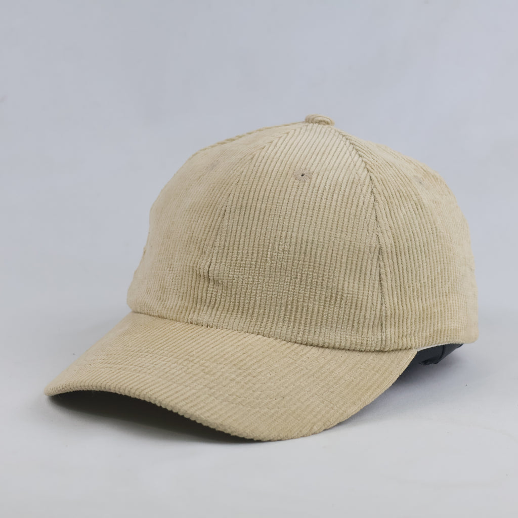 Thrifted Minimalist Cream Corduroy Strapback Dad Hat – 56-57cm | 10656