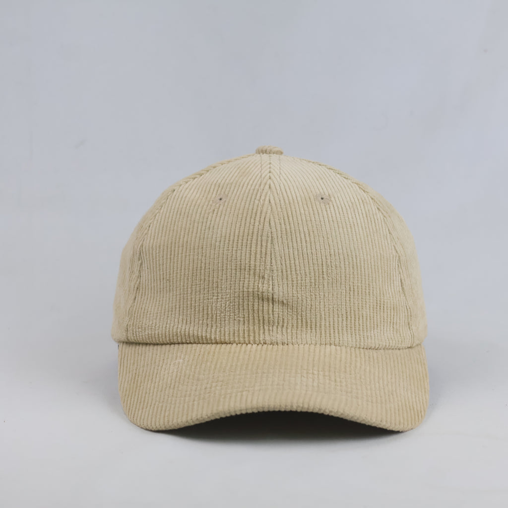 Thrifted Minimalist Cream Corduroy Strapback Dad Hat – 56-57cm | 10656