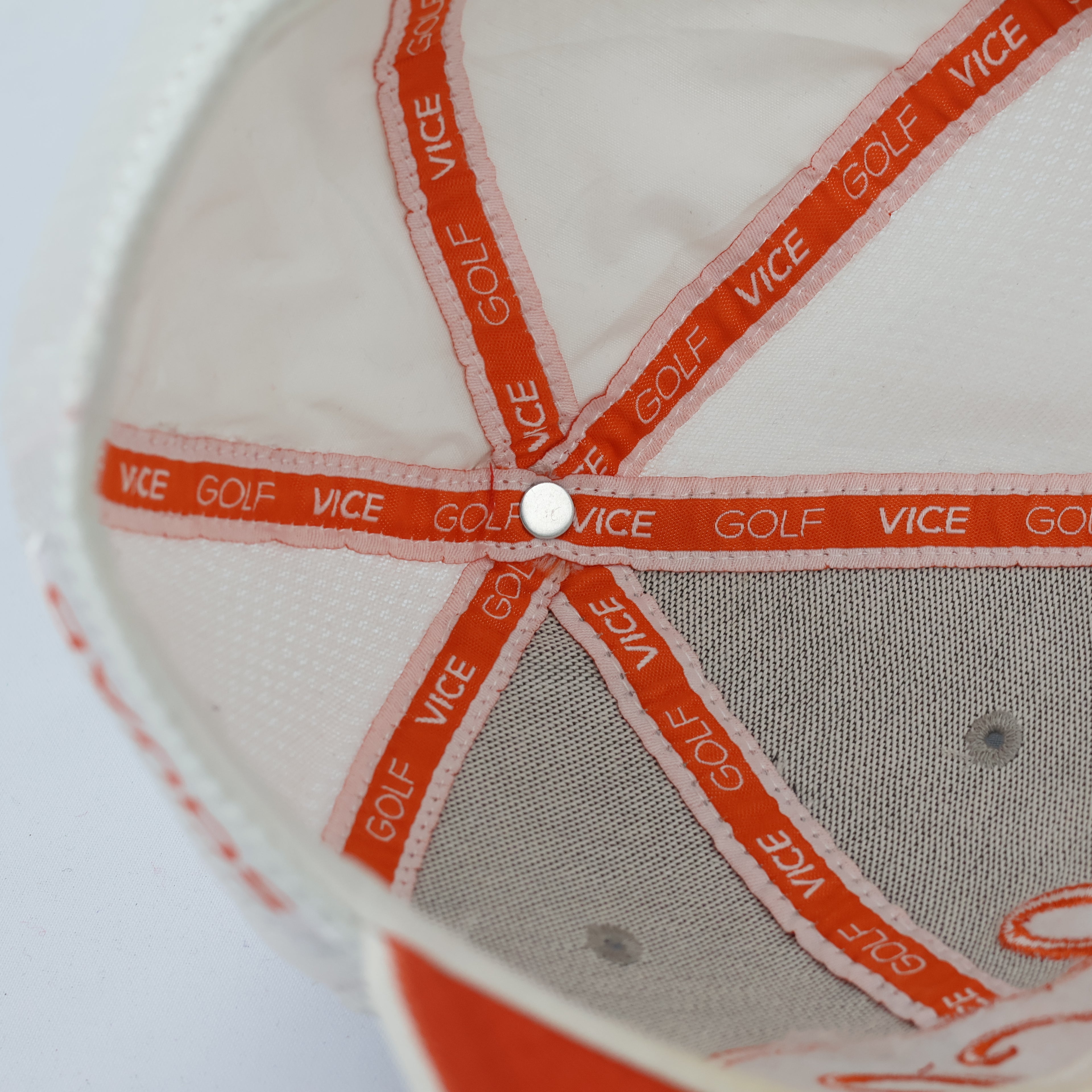 Official Vice Golf Script Logo Thrifted Snapback Hat | Gray/Orange/White