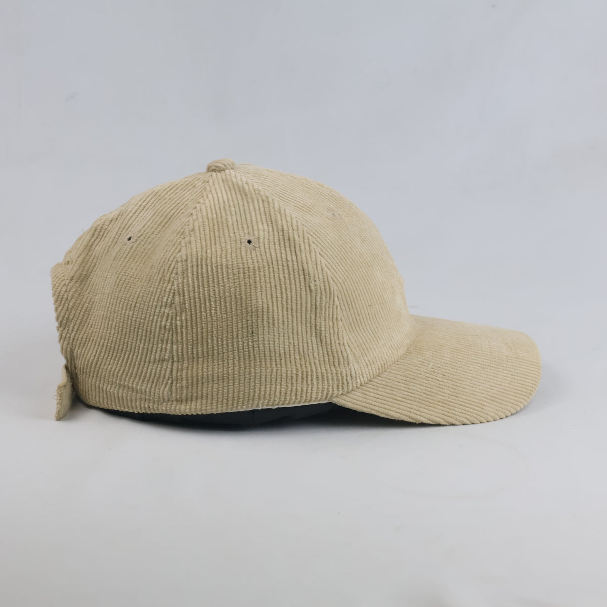 Thrifted Minimalist Cream Corduroy Strapback Dad Hat – 56-57cm | 10656