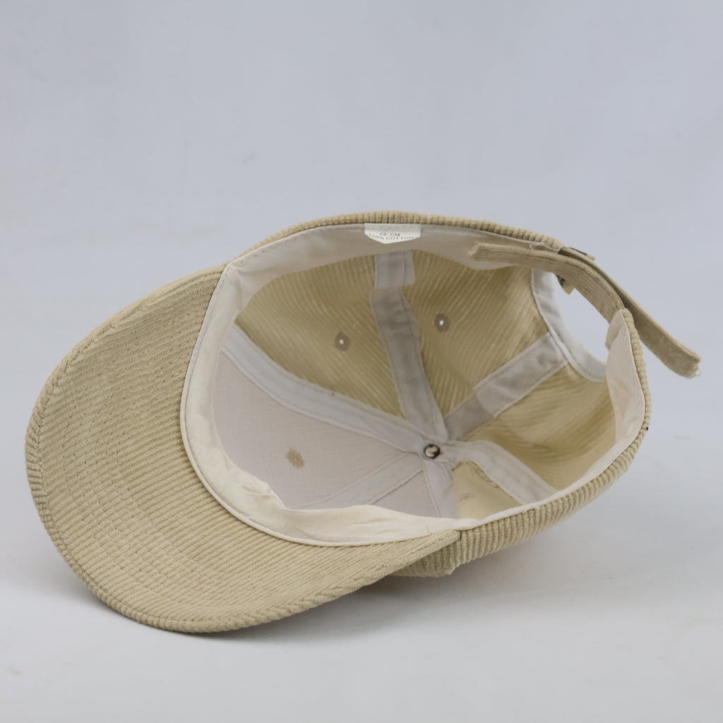 Thrifted Minimalist Cream Corduroy Strapback Dad Hat – 56-57cm | 10656