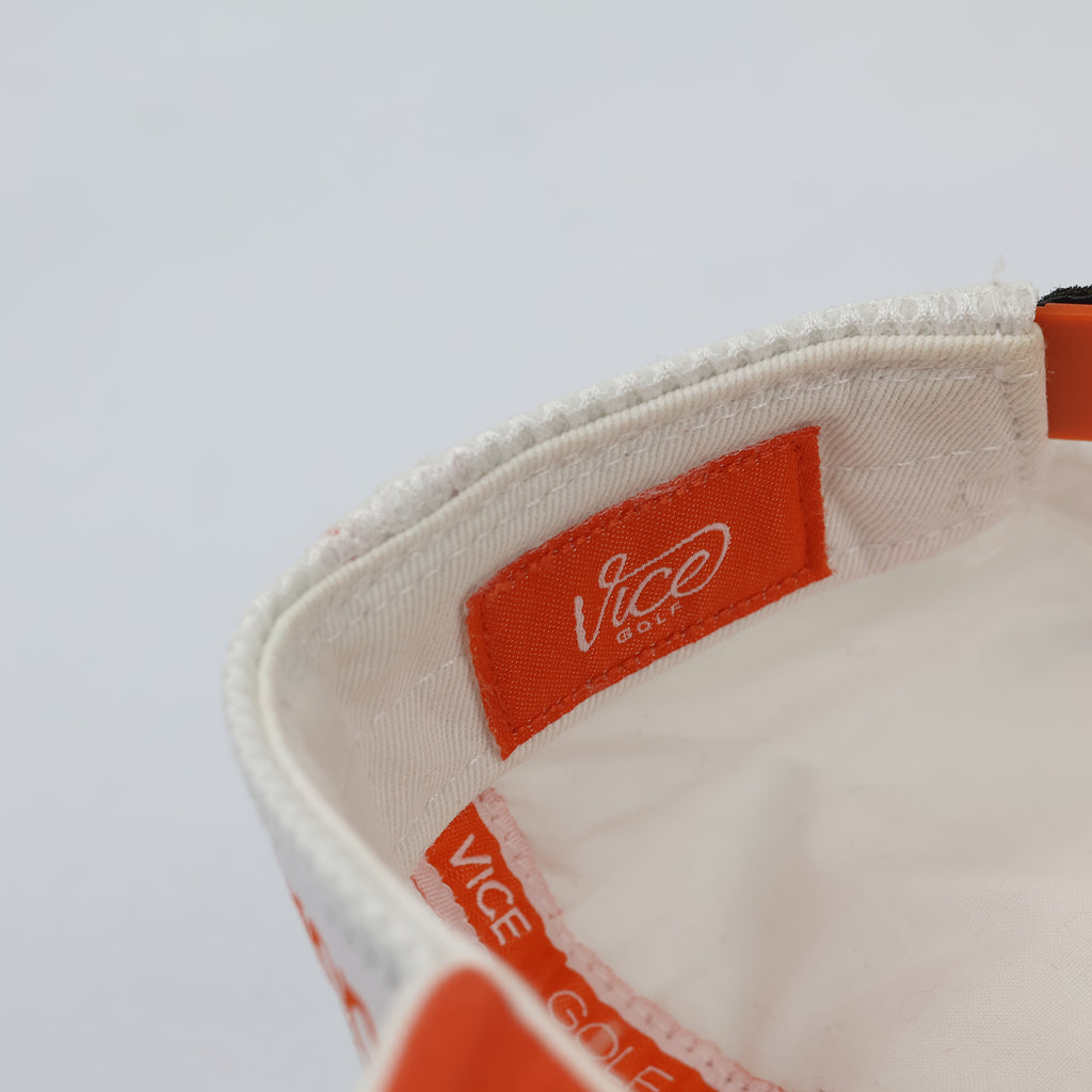 Official Vice Golf Script Logo Thrifted Snapback Hat | Gray/Orange/White