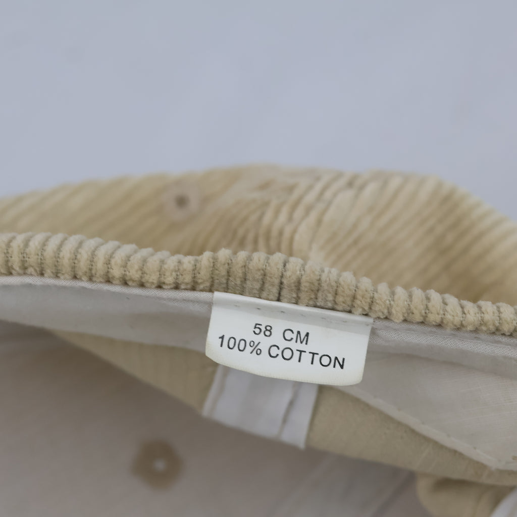 Thrifted Minimalist Cream Corduroy Strapback Dad Hat – 56-57cm | 10656