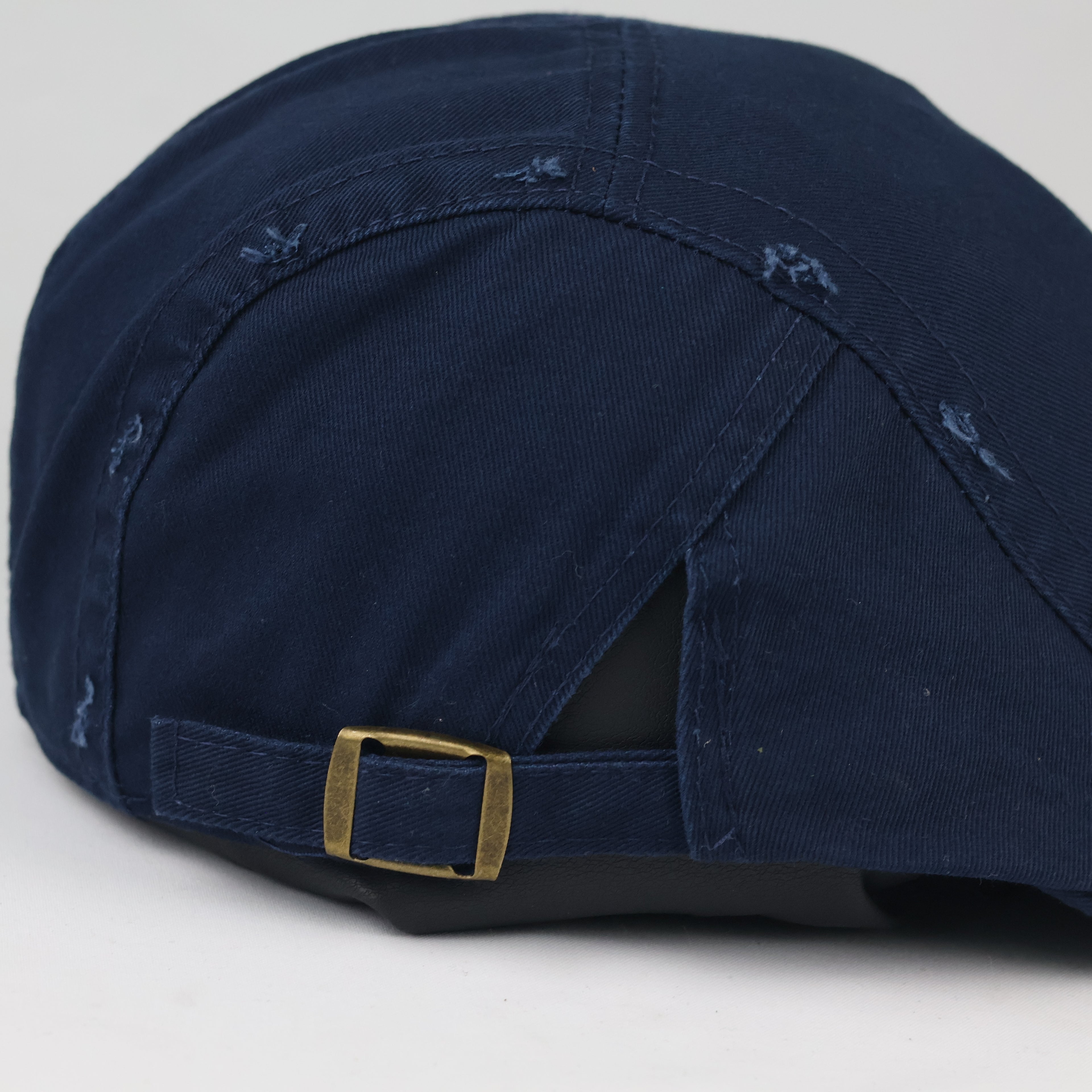 Retro Navy Blue Newsboy Flat Cap - Casual Distressed Duckbill Ivy Hat