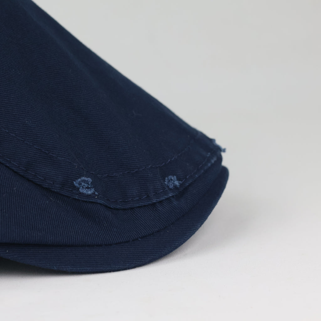 Retro Navy Blue Newsboy Flat Cap - Casual Distressed Duckbill Ivy Hat