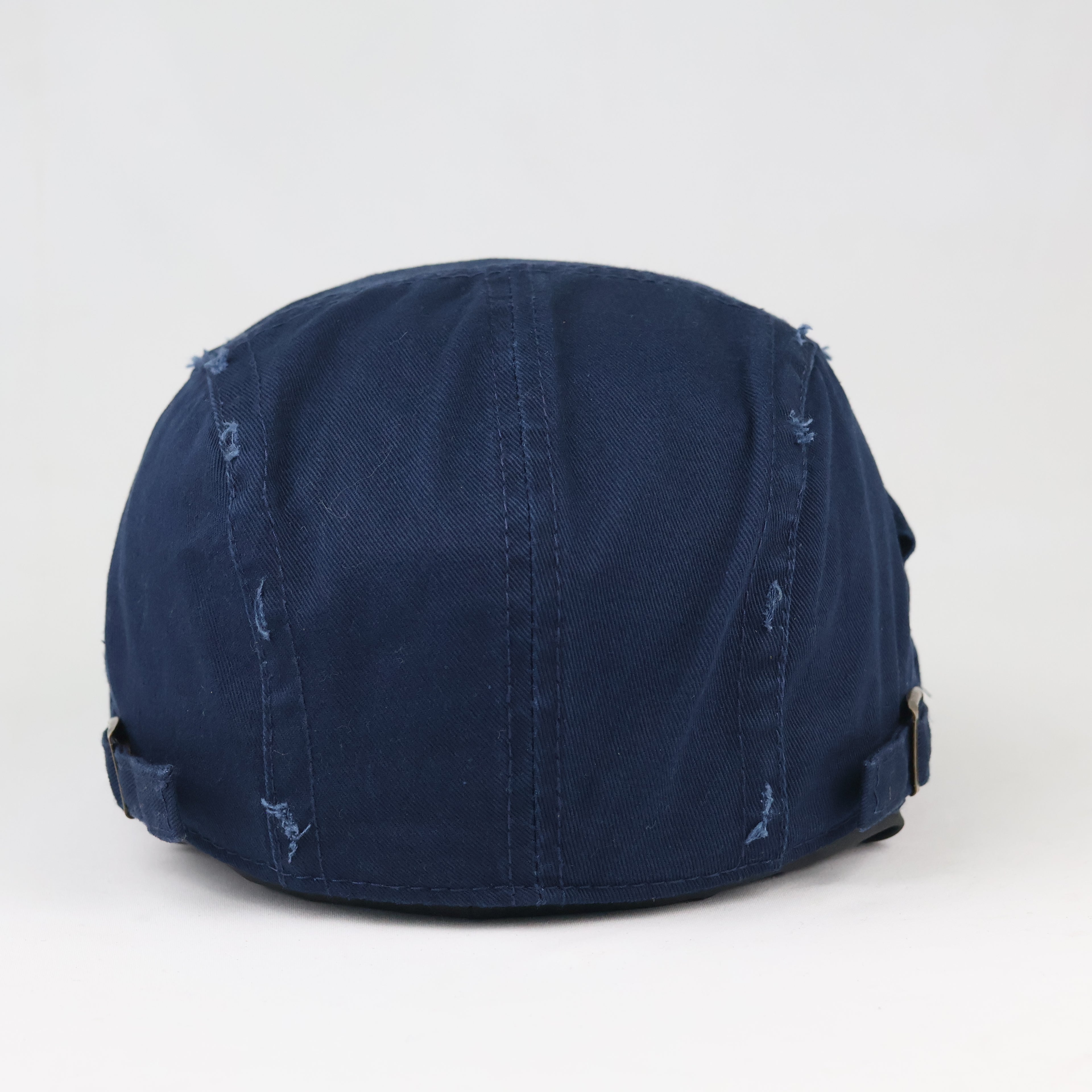Retro Navy Blue Newsboy Flat Cap - Casual Distressed Duckbill Ivy Hat