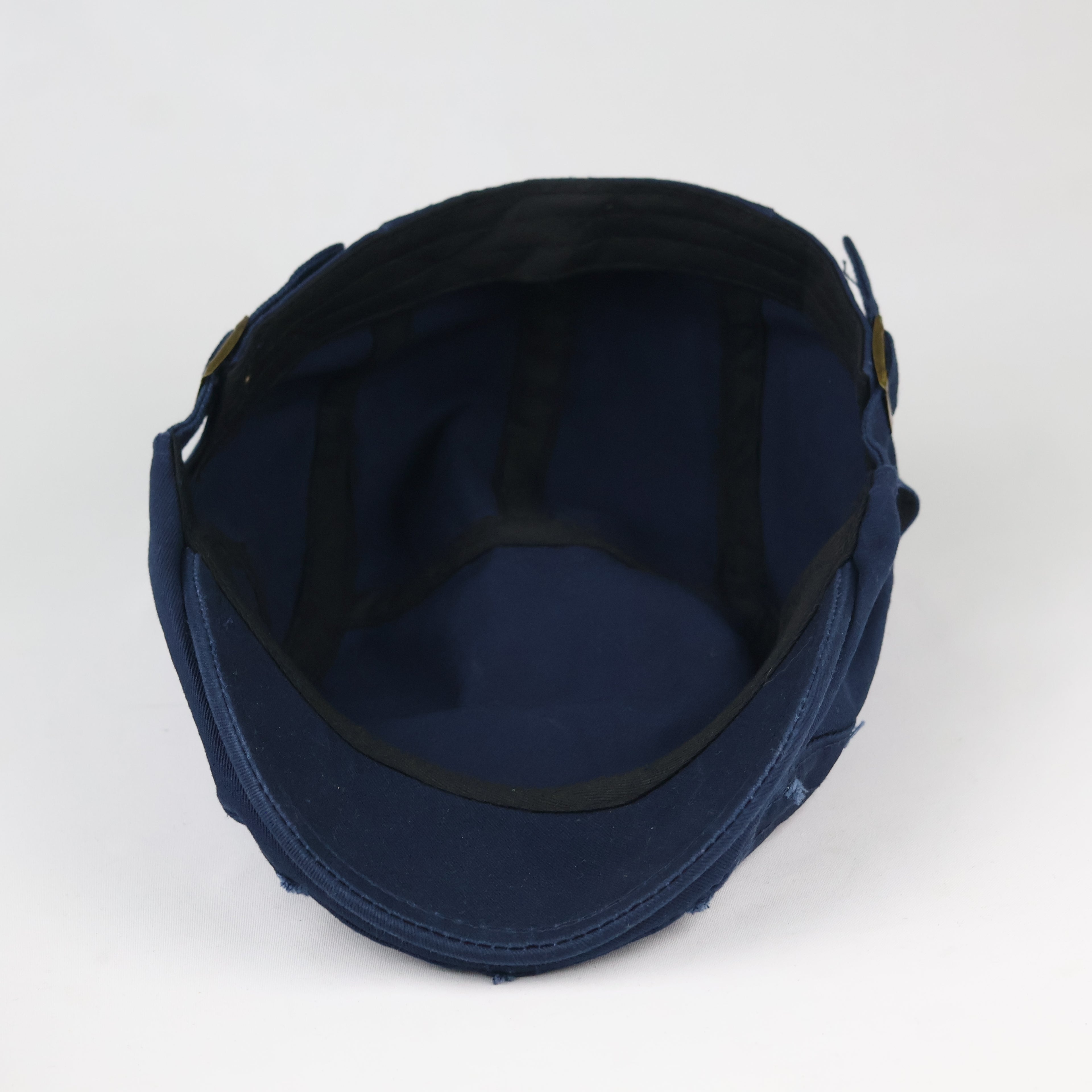 Retro Navy Blue Newsboy Flat Cap - Casual Distressed Duckbill Ivy Hat