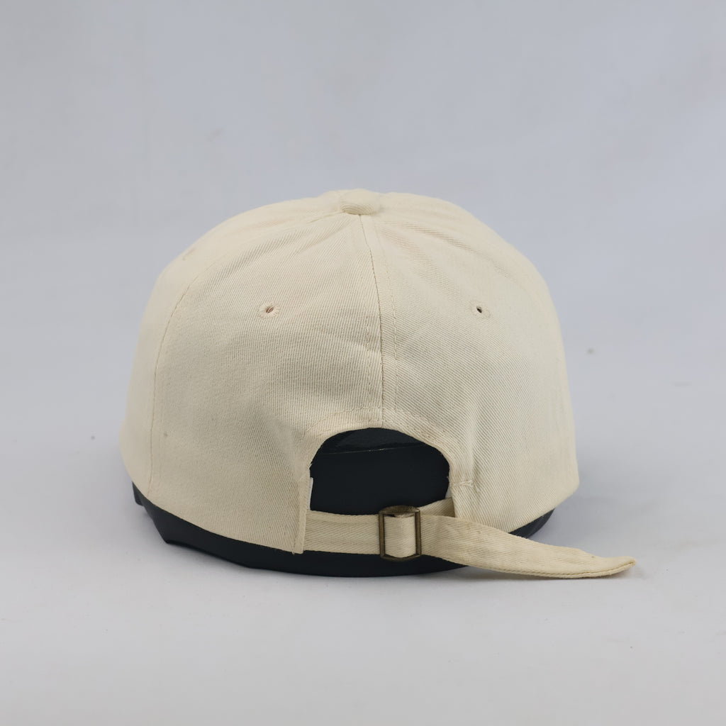 Thrifted Vintage Style Bear Print Dad Cap – Off-White Cotton Adjustable Hat 56-57cm | 10627