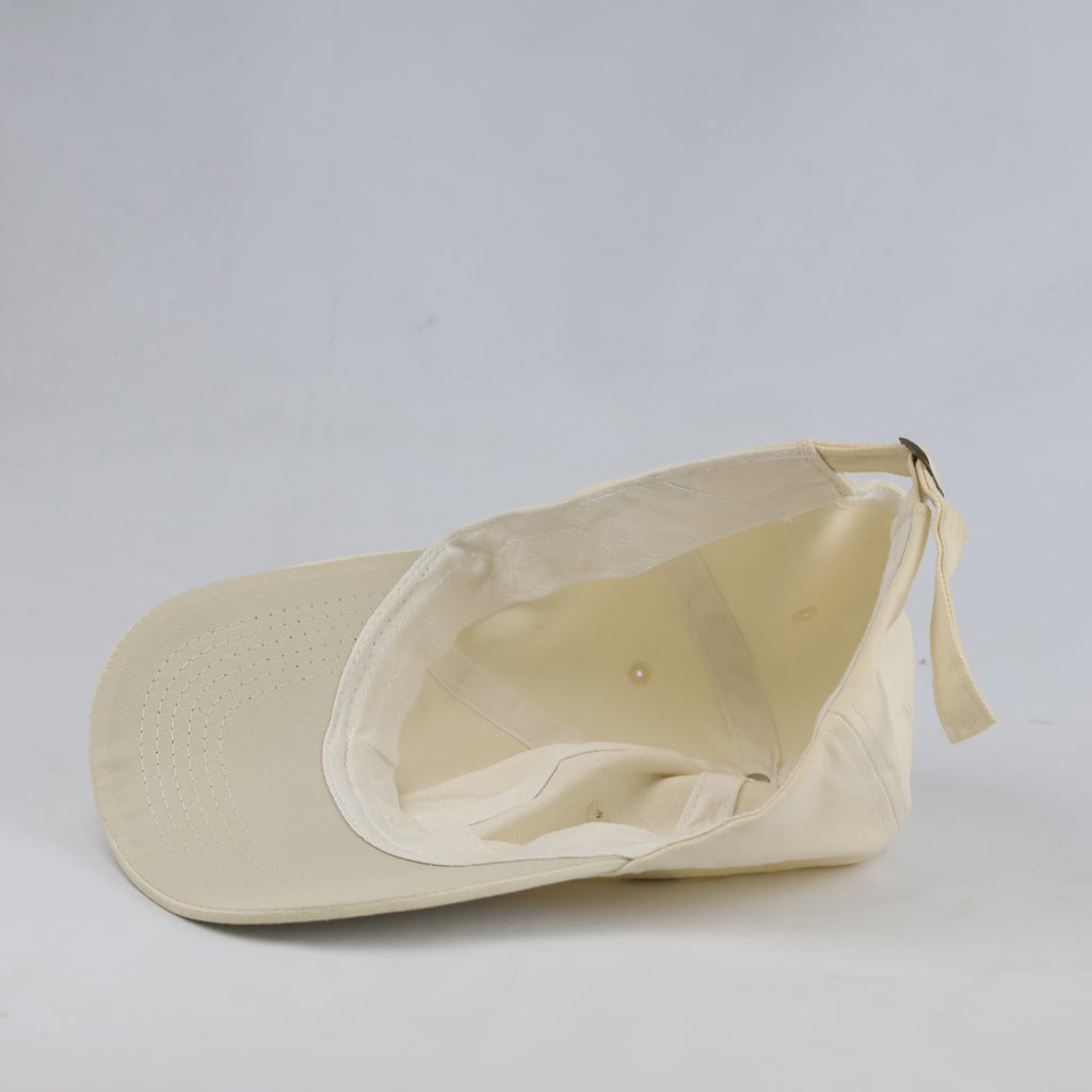 Thrifted Vintage Style Bear Print Dad Cap – Off-White Cotton Adjustable Hat 56-57cm | 10627