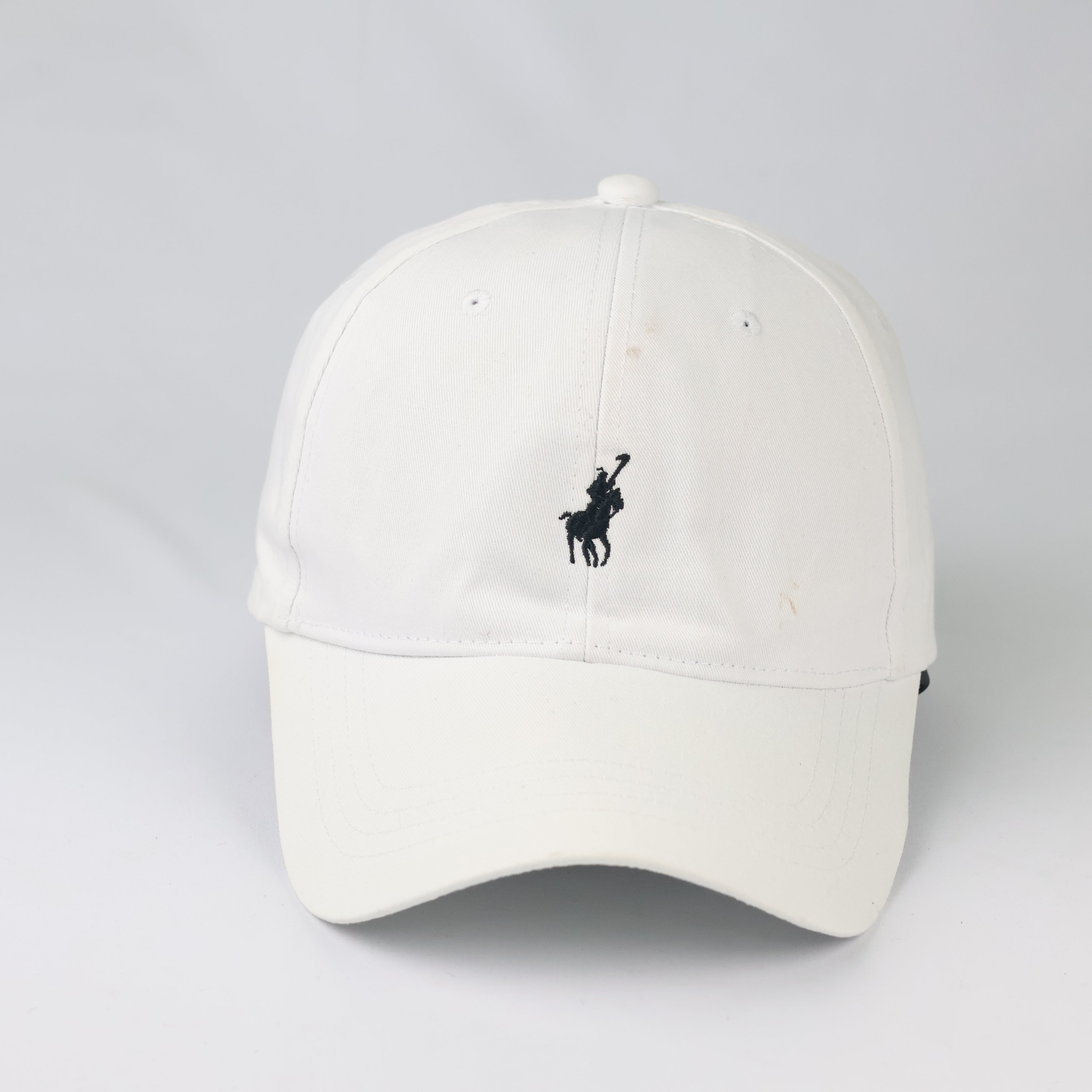 Embroidered Polo Rider Dad Cap | Thrifted White Cotton Hat 56-58cm