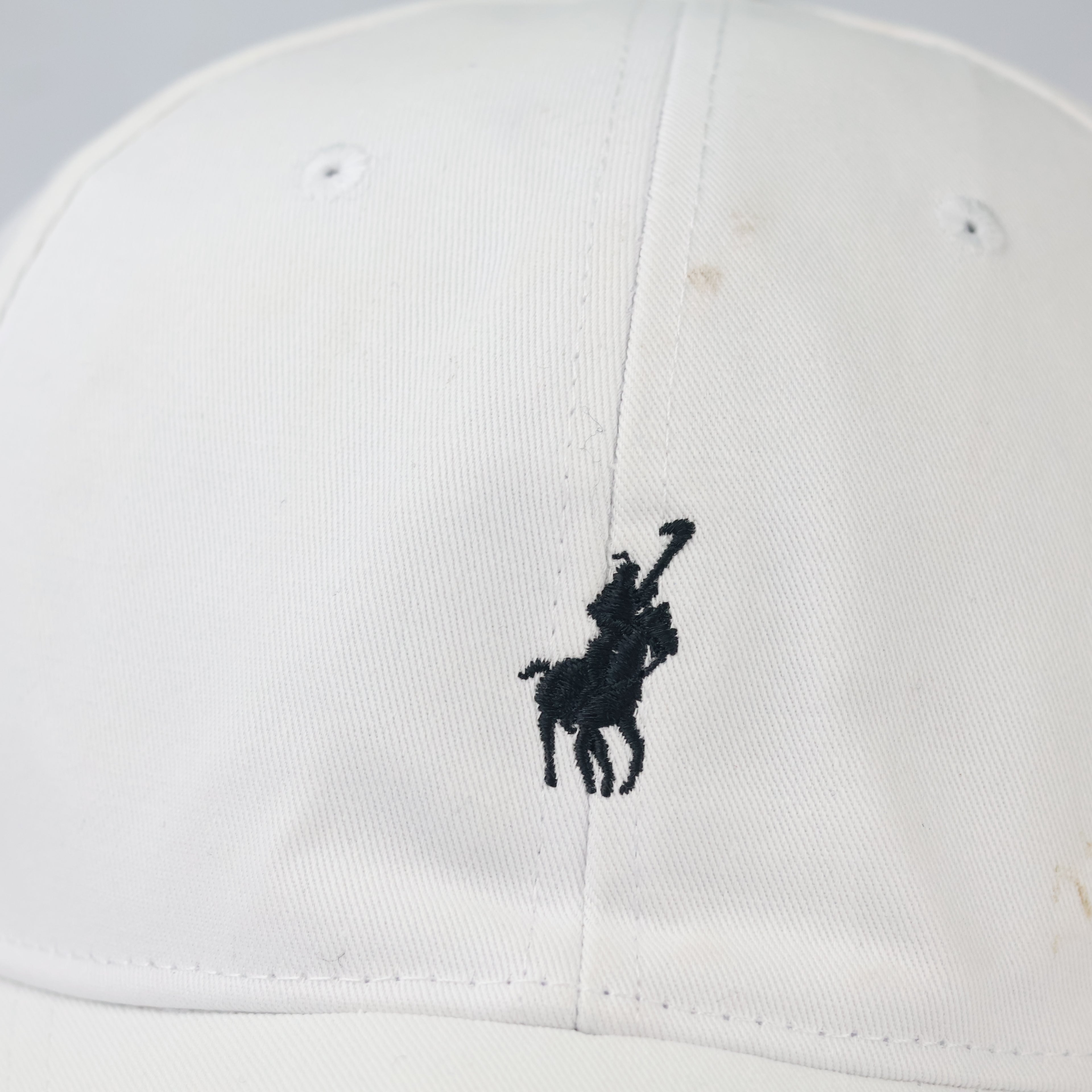 Embroidered Polo Rider Dad Cap | Thrifted White Cotton Hat 56-58cm