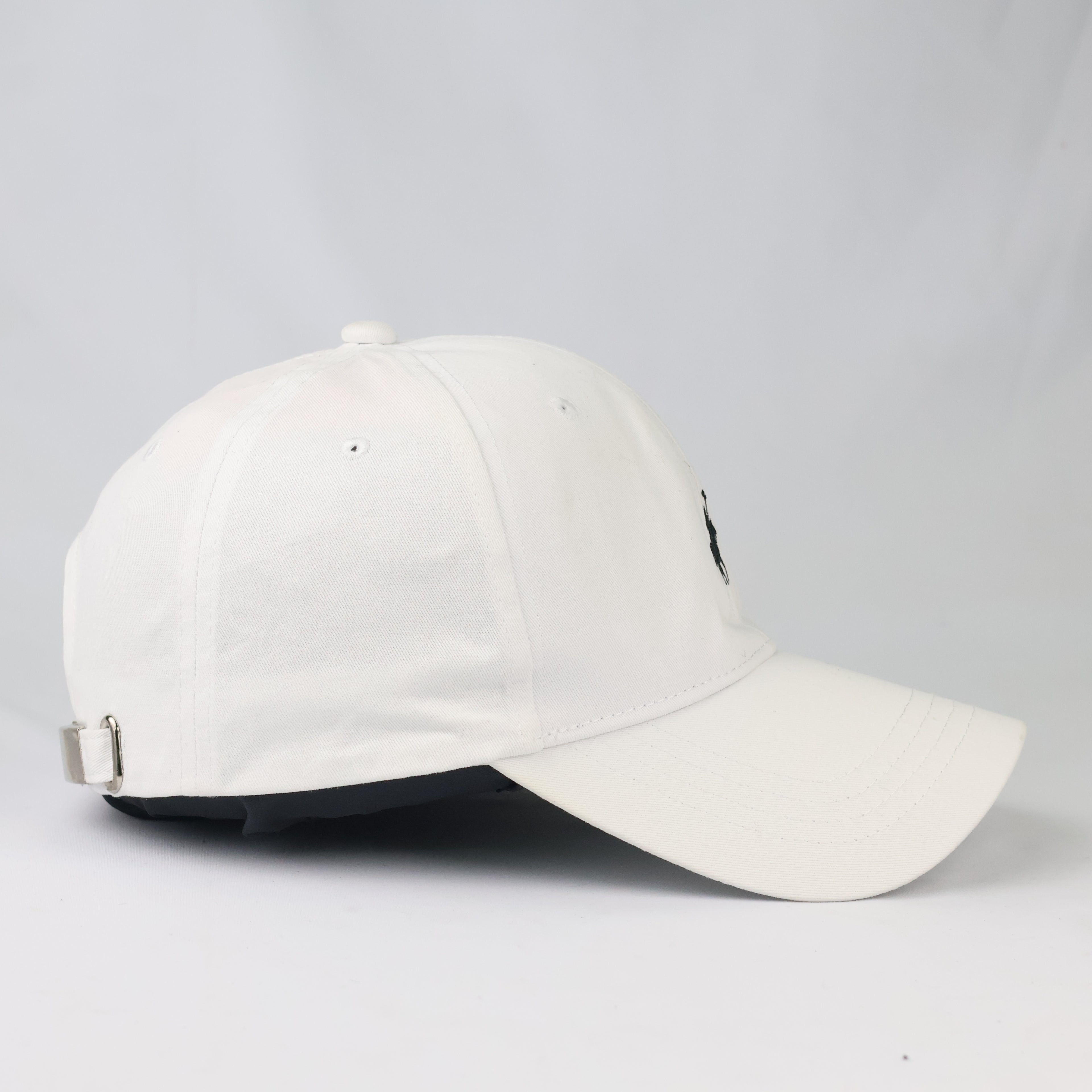 Embroidered Polo Rider Dad Cap | Thrifted White Cotton Hat 56-58cm