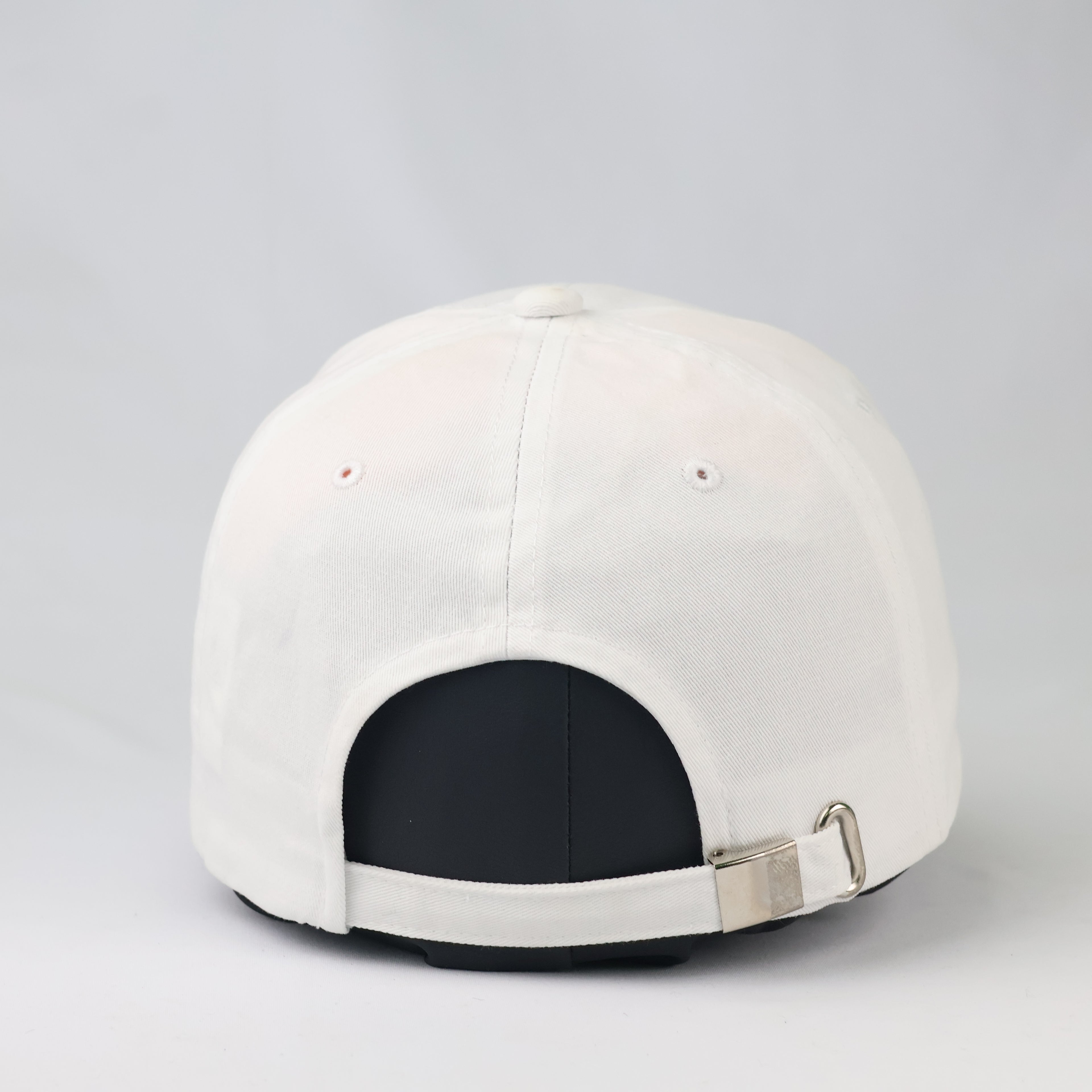 Embroidered Polo Rider Dad Cap | Thrifted White Cotton Hat 56-58cm
