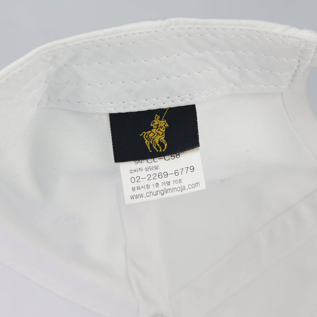 Embroidered Polo Rider Dad Cap | Thrifted White Cotton Hat 56-58cm