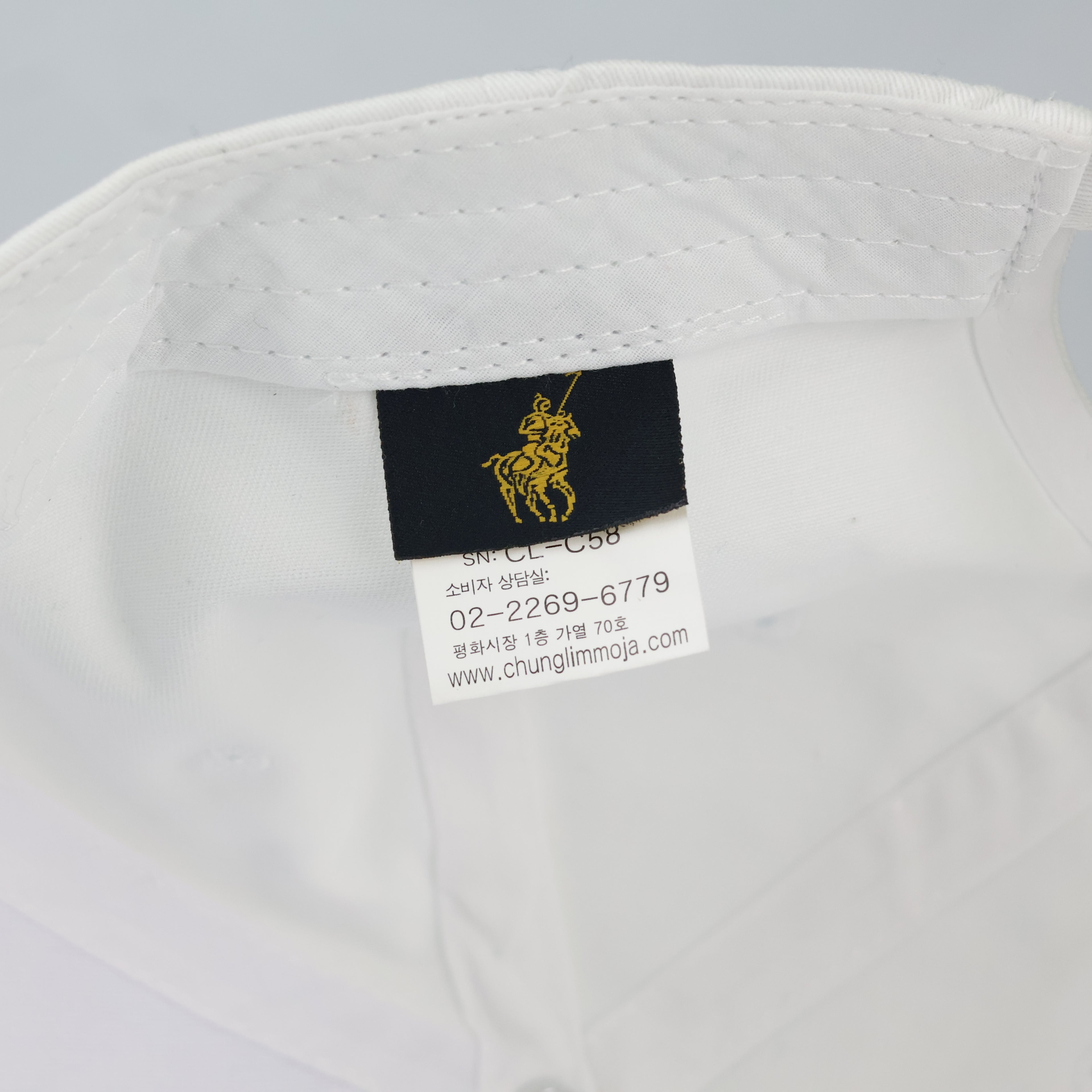 Embroidered Polo Rider Dad Cap | Thrifted White Cotton Hat 56-58cm