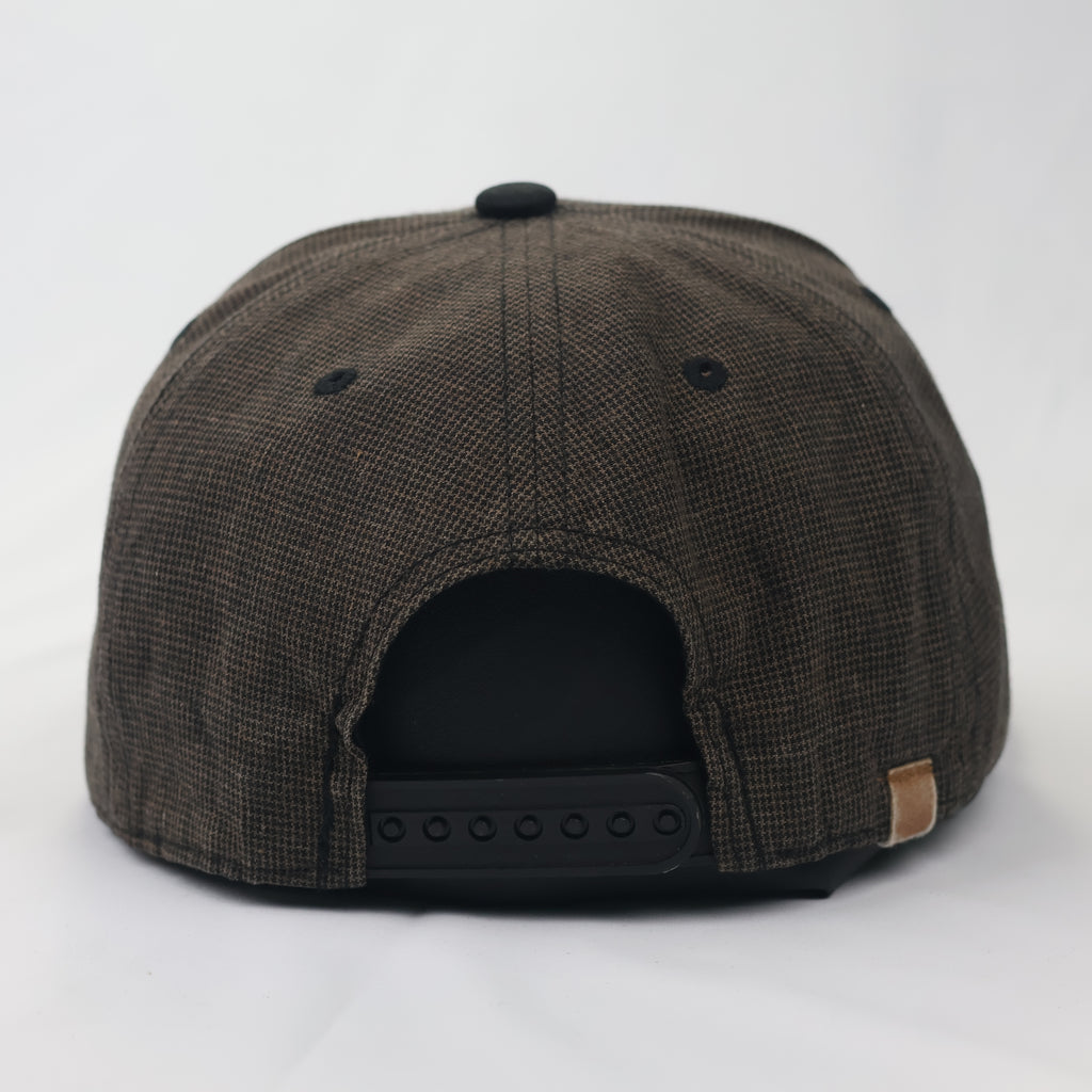 Smith Bridge New York Brown Houndstooth Flat Brim Thrifted Snapback Hat