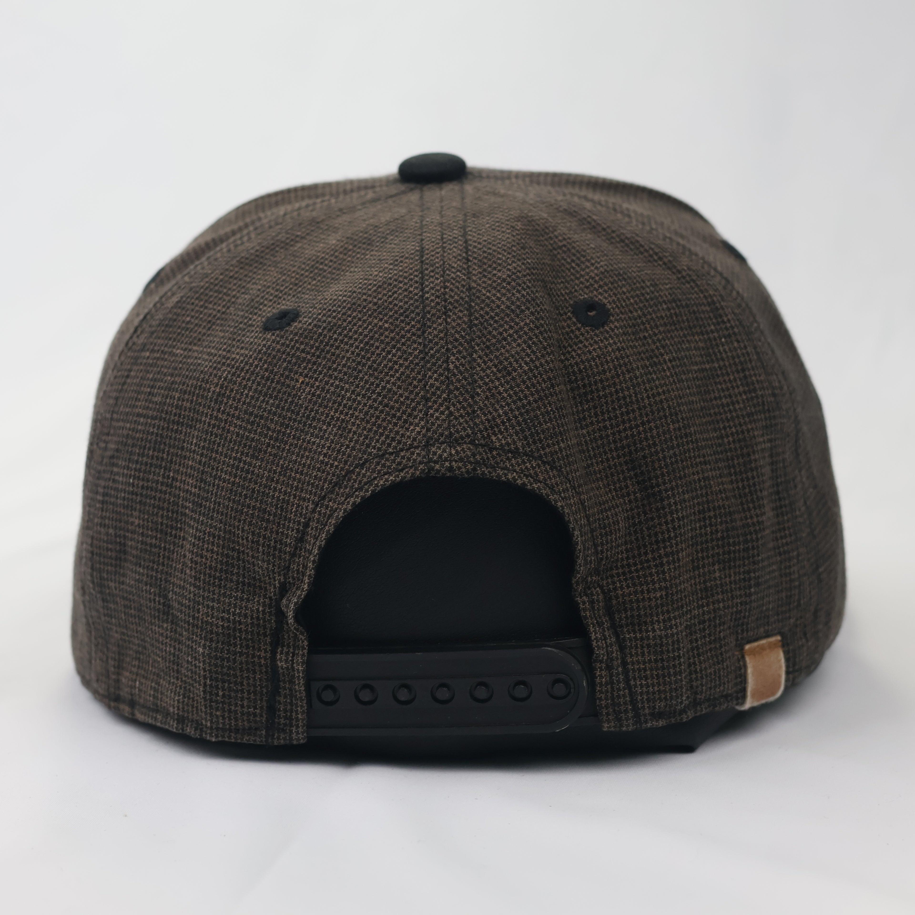 Smith Bridge New York Brown Houndstooth Flat Brim Thrifted Snapback Hat