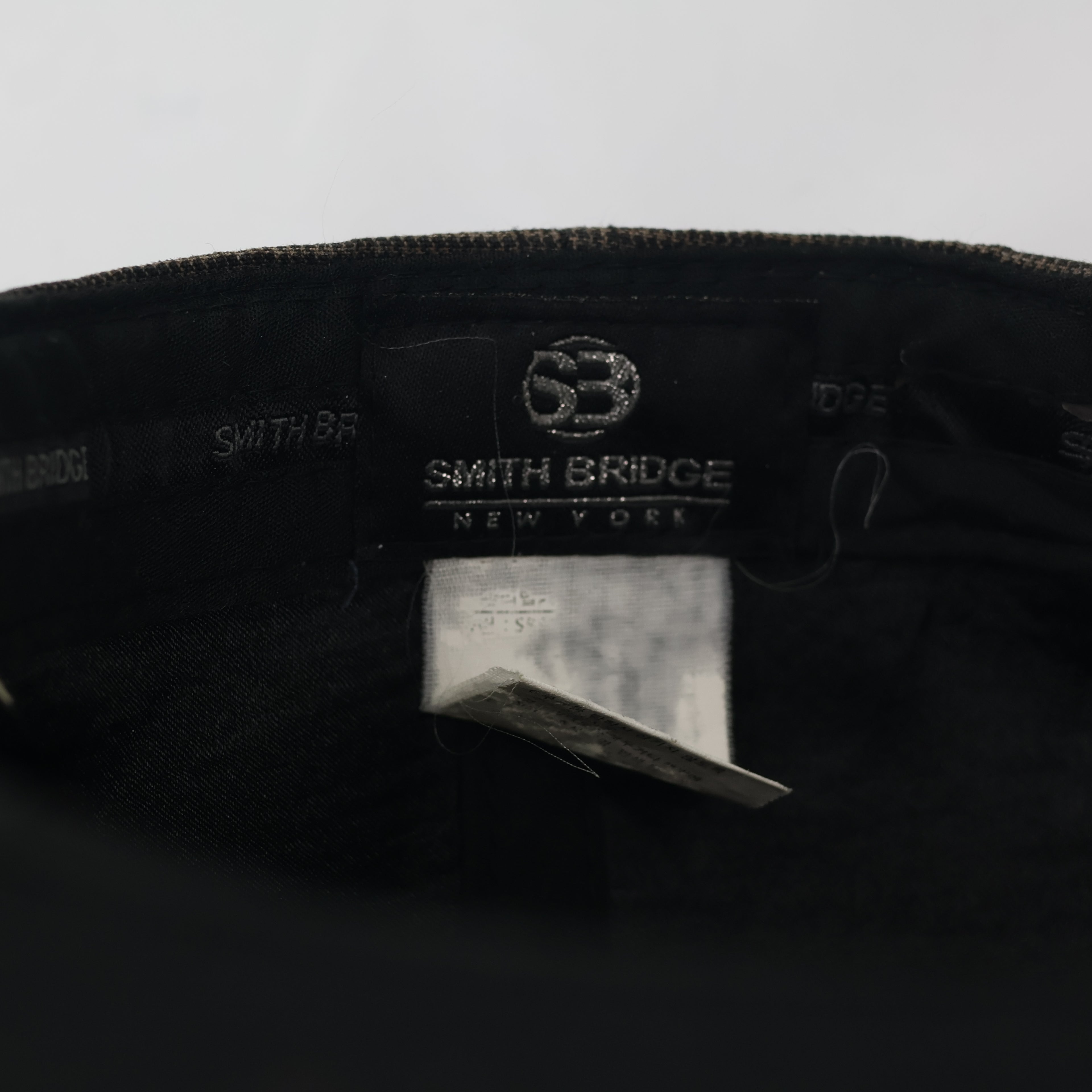 Smith Bridge New York Brown Houndstooth Flat Brim Thrifted Snapback Hat
