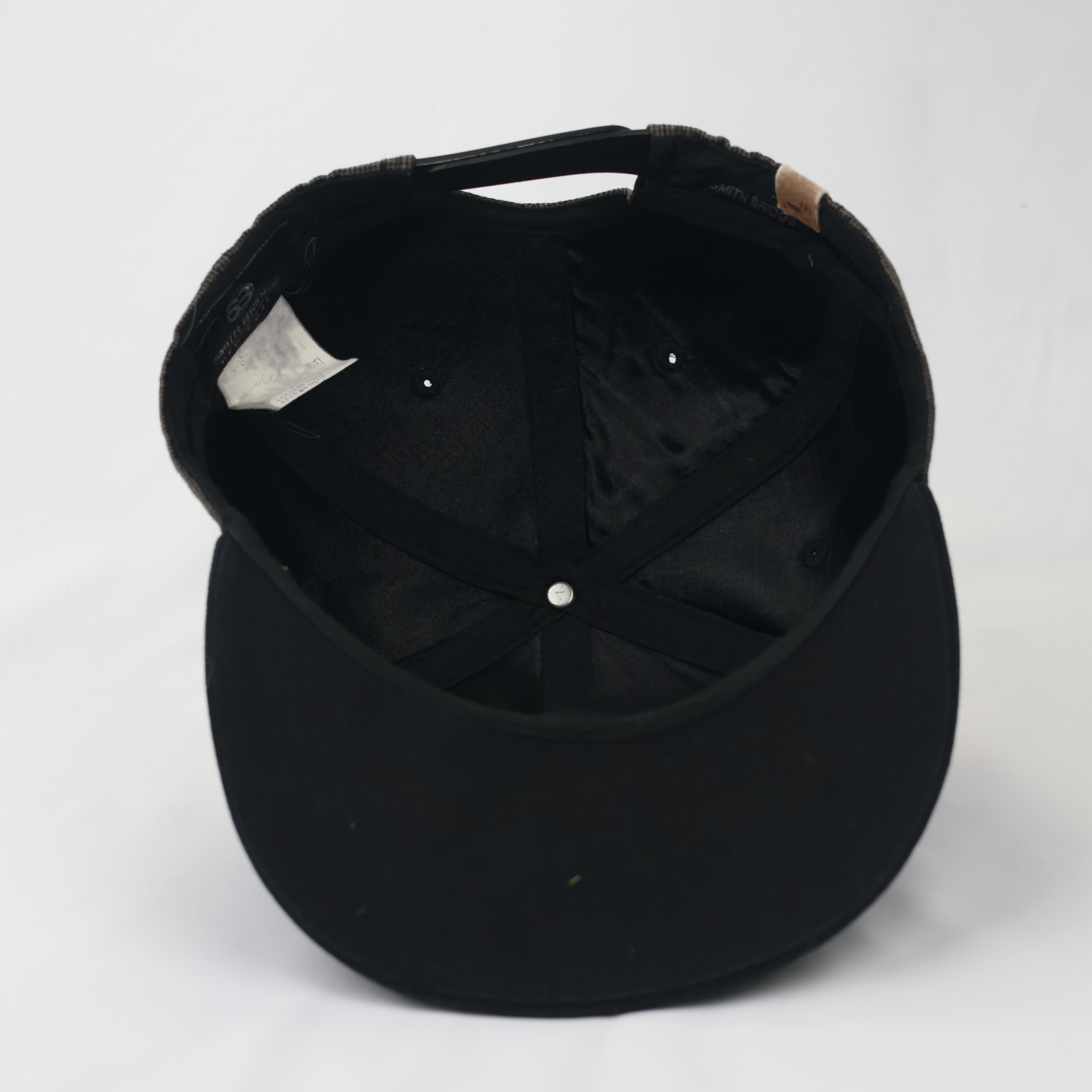 Smith Bridge New York Brown Houndstooth Flat Brim Thrifted Snapback Hat