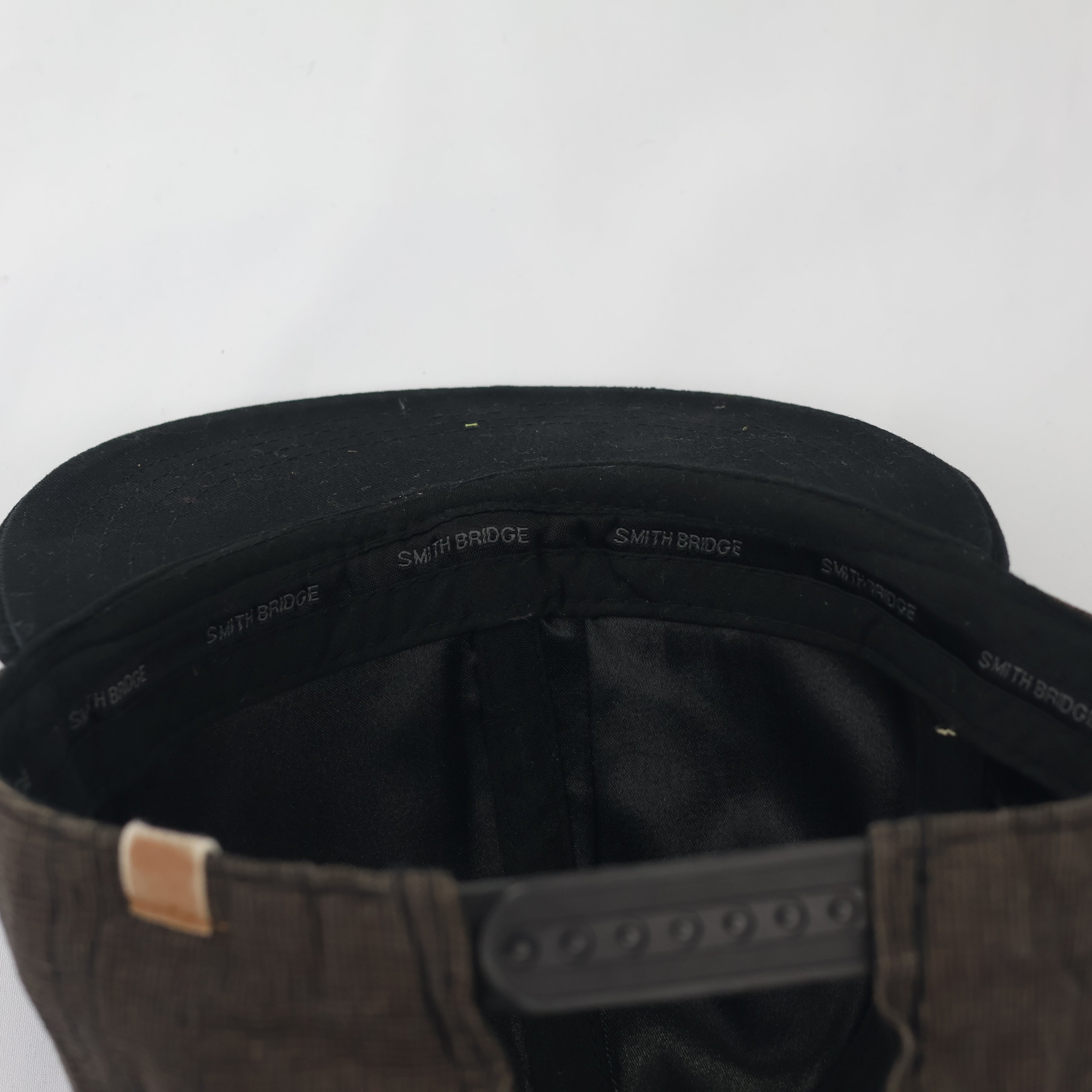 Smith Bridge New York Brown Houndstooth Flat Brim Thrifted Snapback Hat