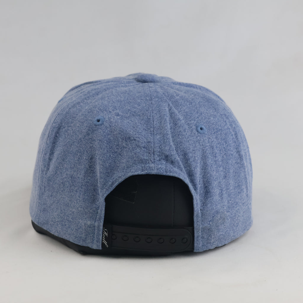 Thrifted Reell Washed Blue & Brown Suede Flat Brim Snapback Hat (56-57cm) | 10634