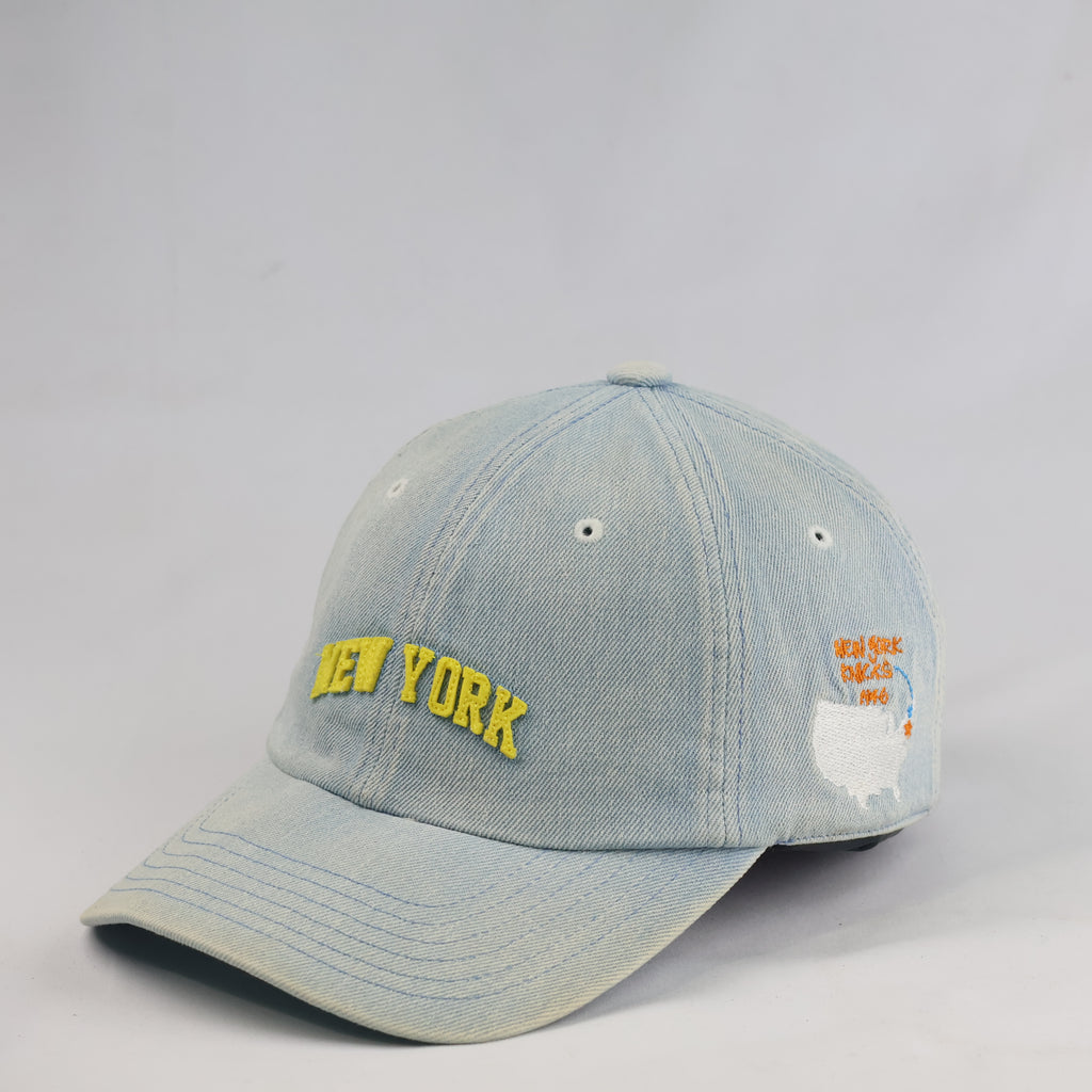 Thrifted NBA New York Knicks Light Wash Denim Adjustable Strapback Hat 57-58cm | 10630