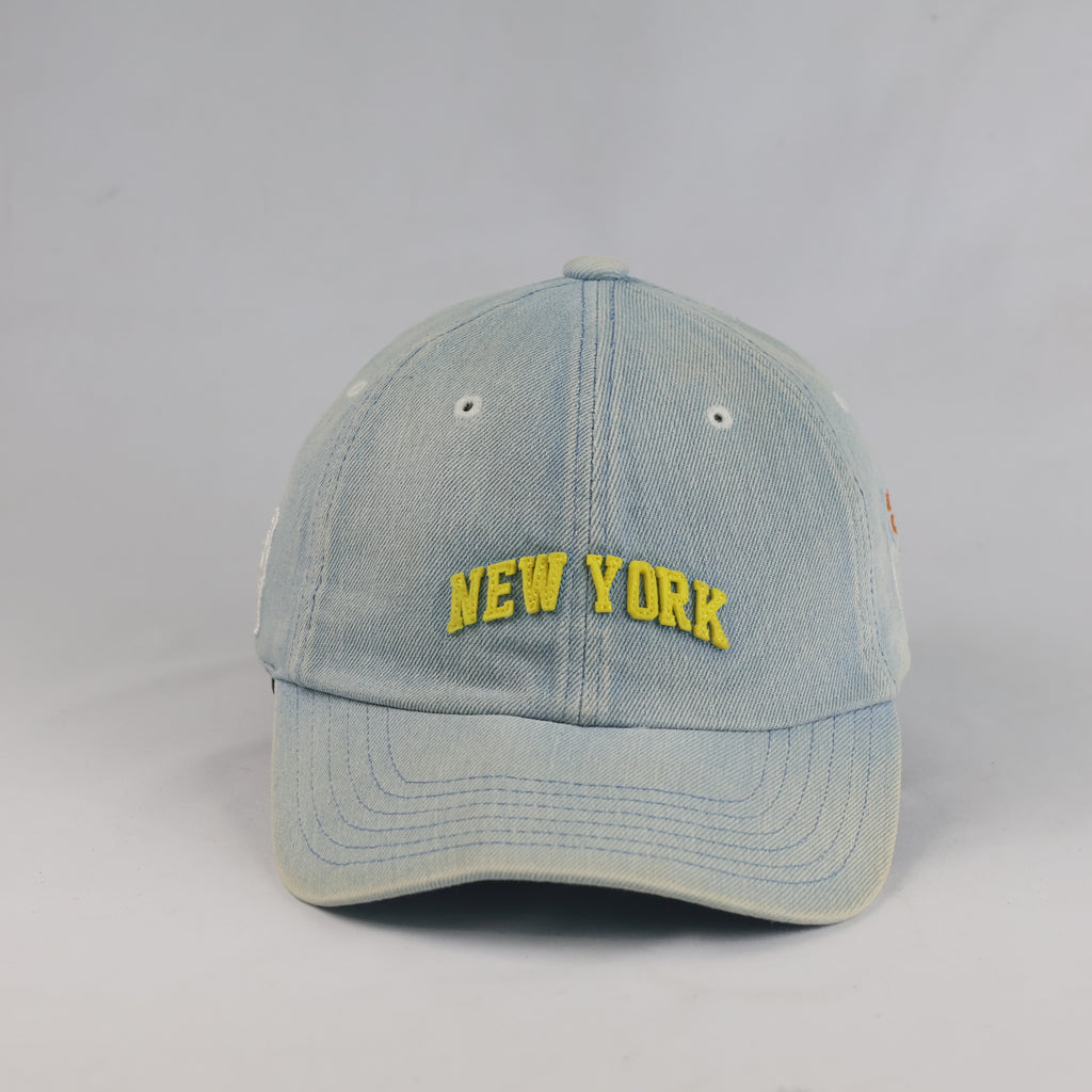 Thrifted NBA New York Knicks Light Wash Denim Adjustable Strapback Hat 57-58cm | 10630