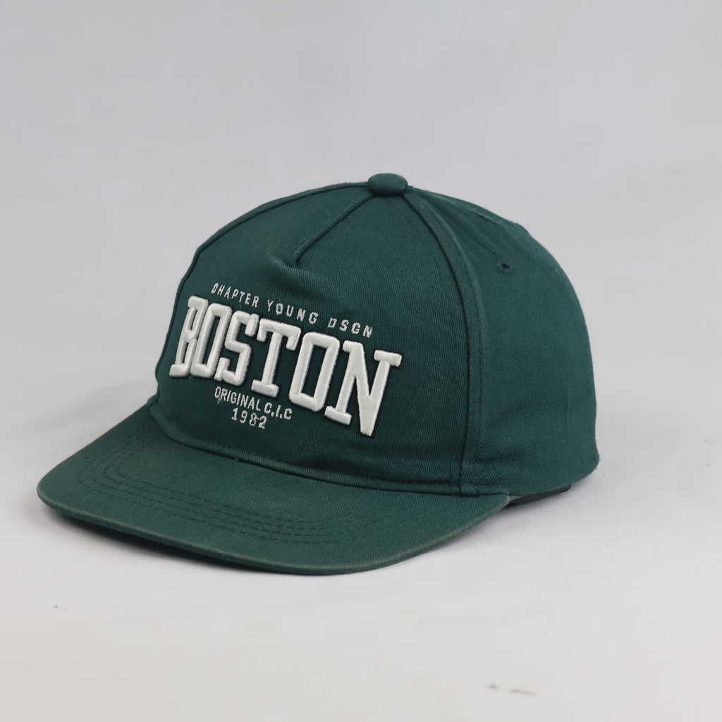Thrifted Boston Embroidered Forest Green Snapback Hat (54-55cm) | 10638