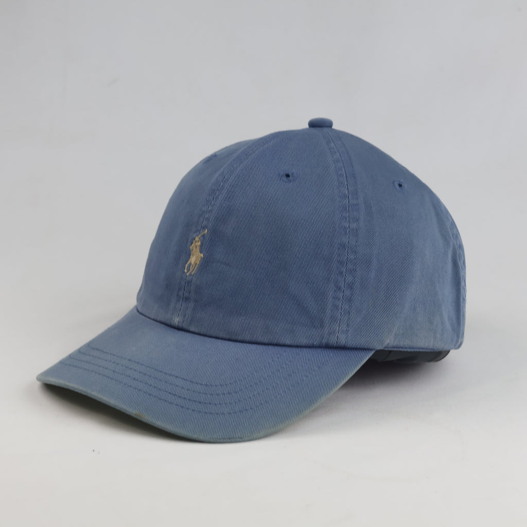 Thrifted Polo Ralph Lauren Adjustable Leather Strapback Hat - Blue (57-58cm) | 10619