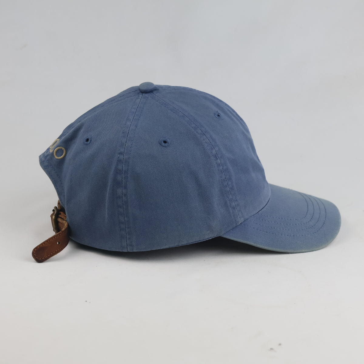 Thrifted Polo Ralph Lauren Adjustable Leather Strapback Hat - Blue (57-58cm) | 10619