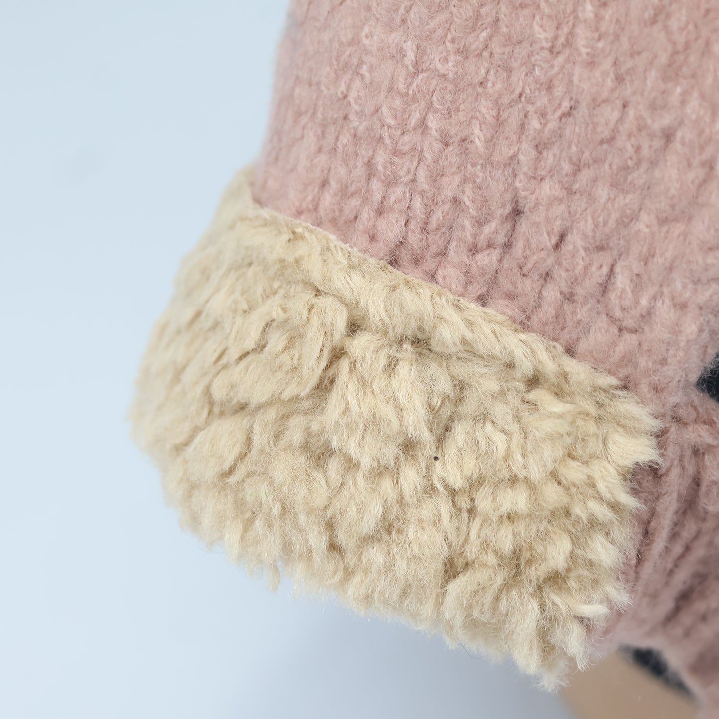 Cozy Blush Pink Sherpa Lined Earflap Hat with Pom Pom - Women’s Winter Headwear